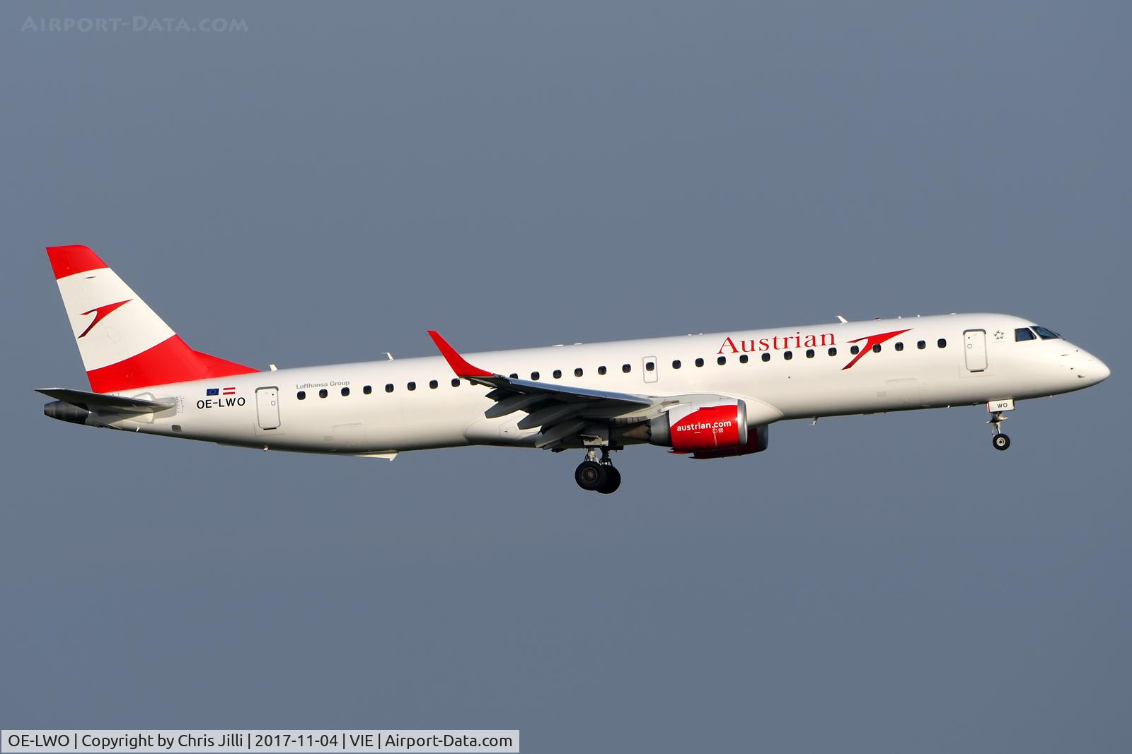 OE-LWO, 2012 Embraer 195LR (ERJ-190-200LR) C/N 19000555, Austrian Airlines