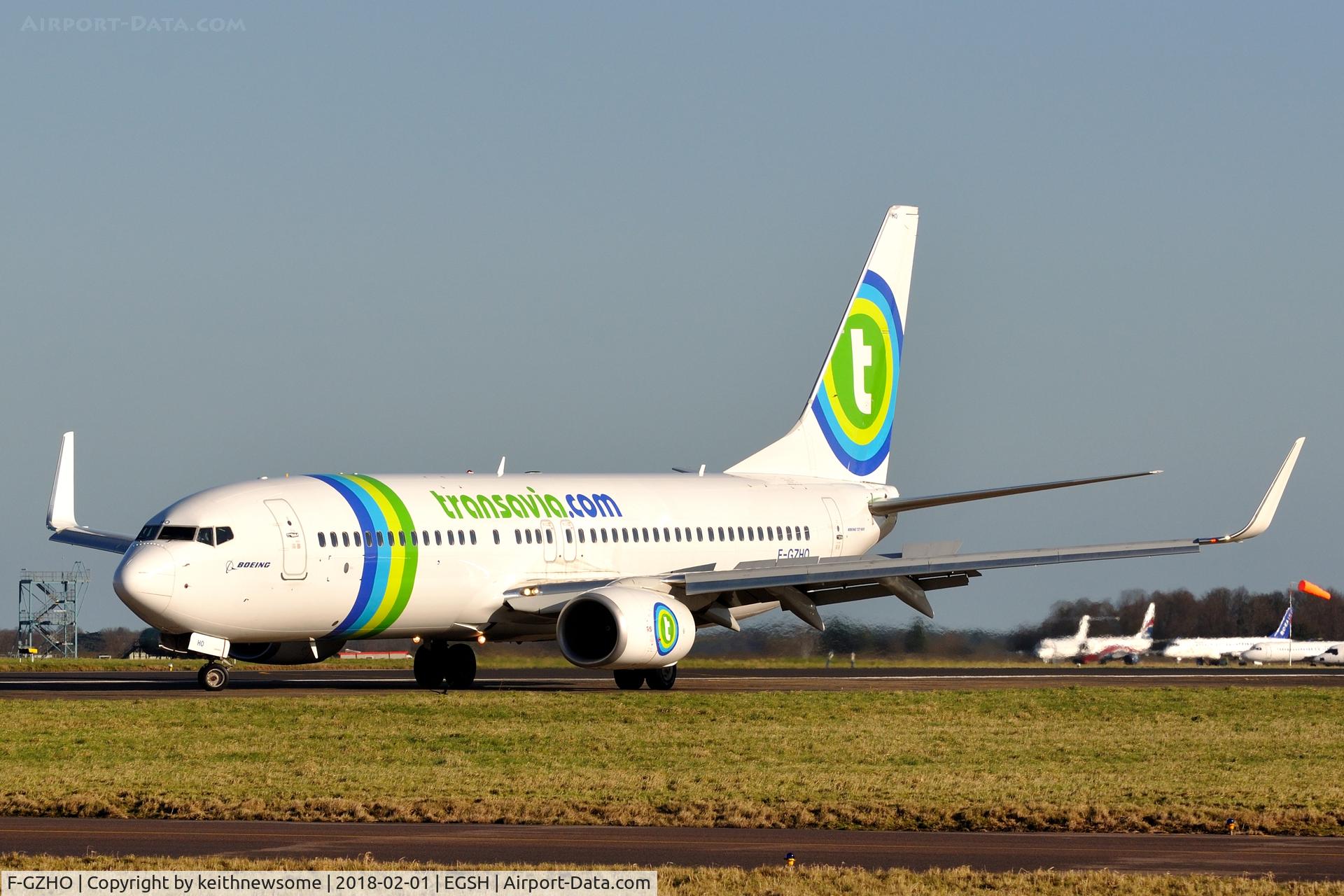 F-GZHO, 2015 Boeing 737-8K2 C/N 43880, Arriving at Norwich for maintenance.