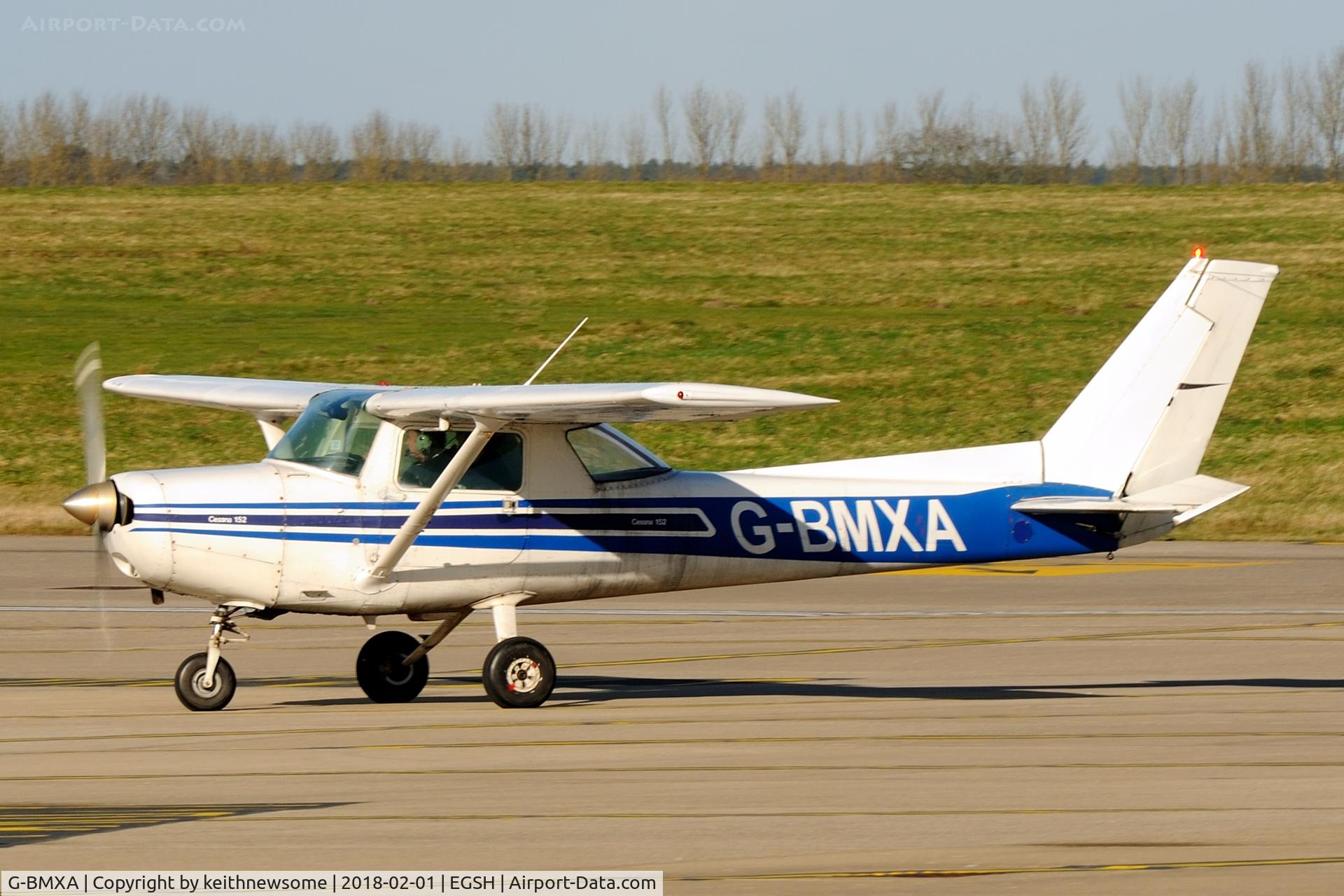G-BMXA, 1977 Cessna 152 C/N 152-80125, Arriving at Norwich for quick visit.