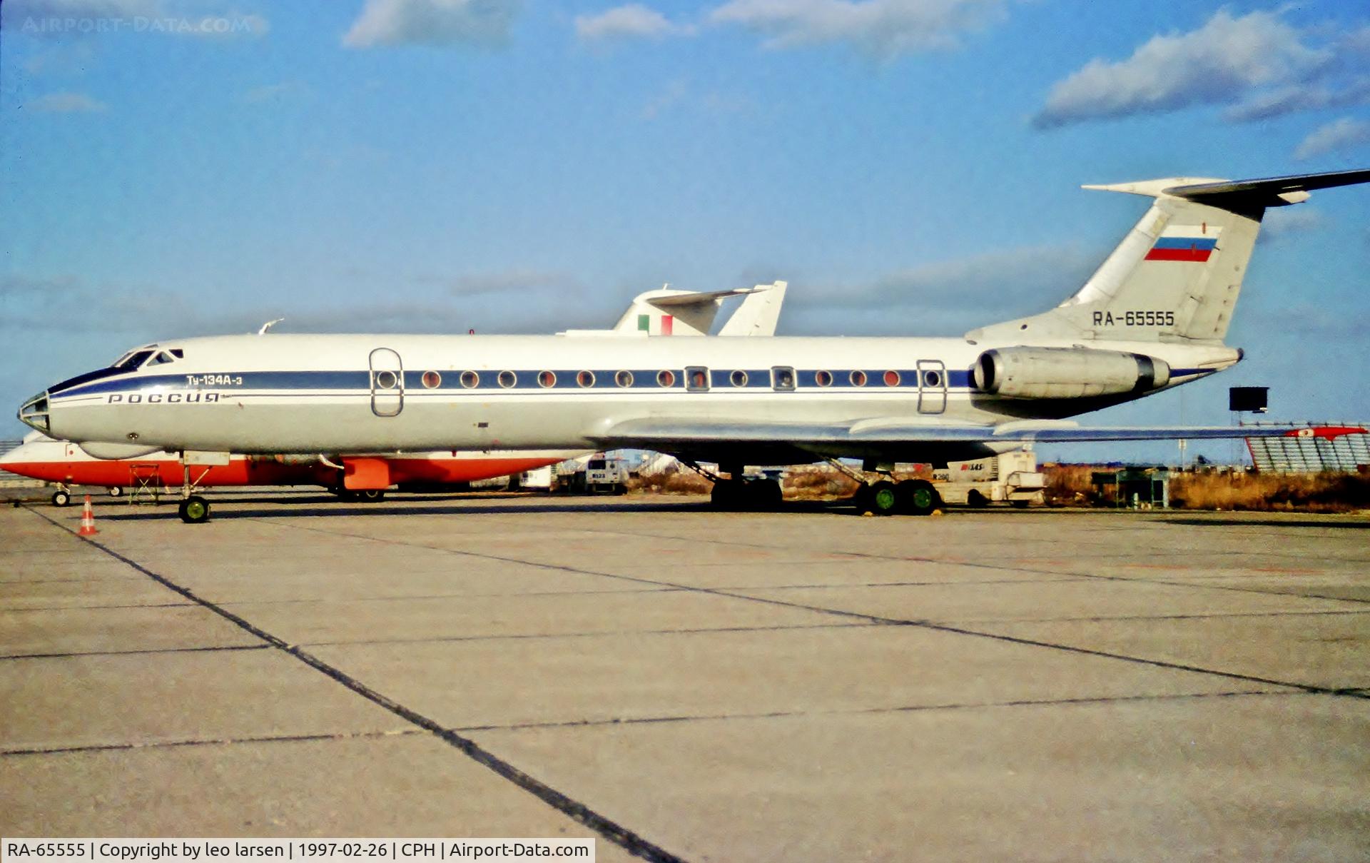 RA-65555, 1984 Tupolev Tu-134A-3 C/N 66350, Copenhagen 26.2.1997