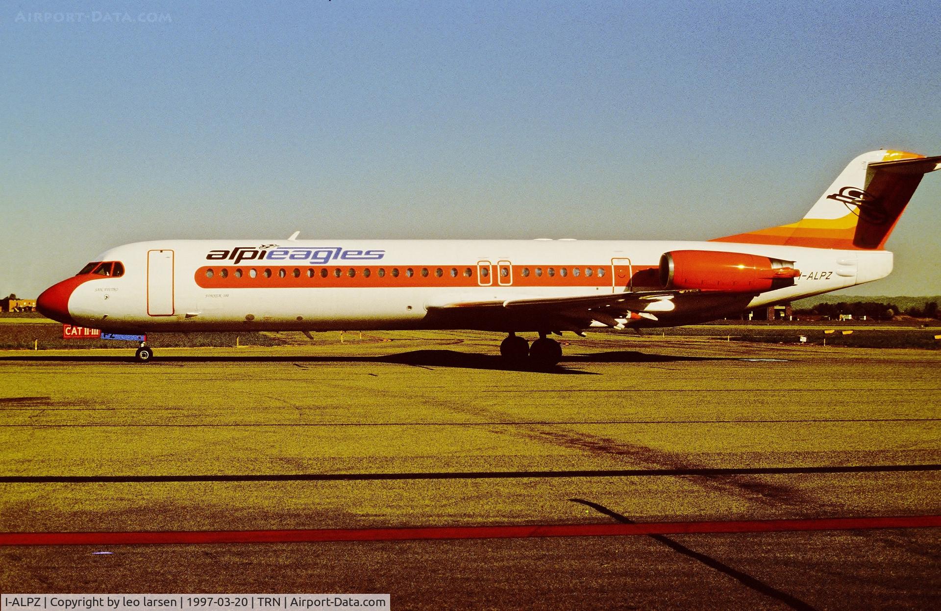 I-ALPZ, 1988 Fokker 100 (F-28-0100) C/N 11252, Turin 20.3.1997