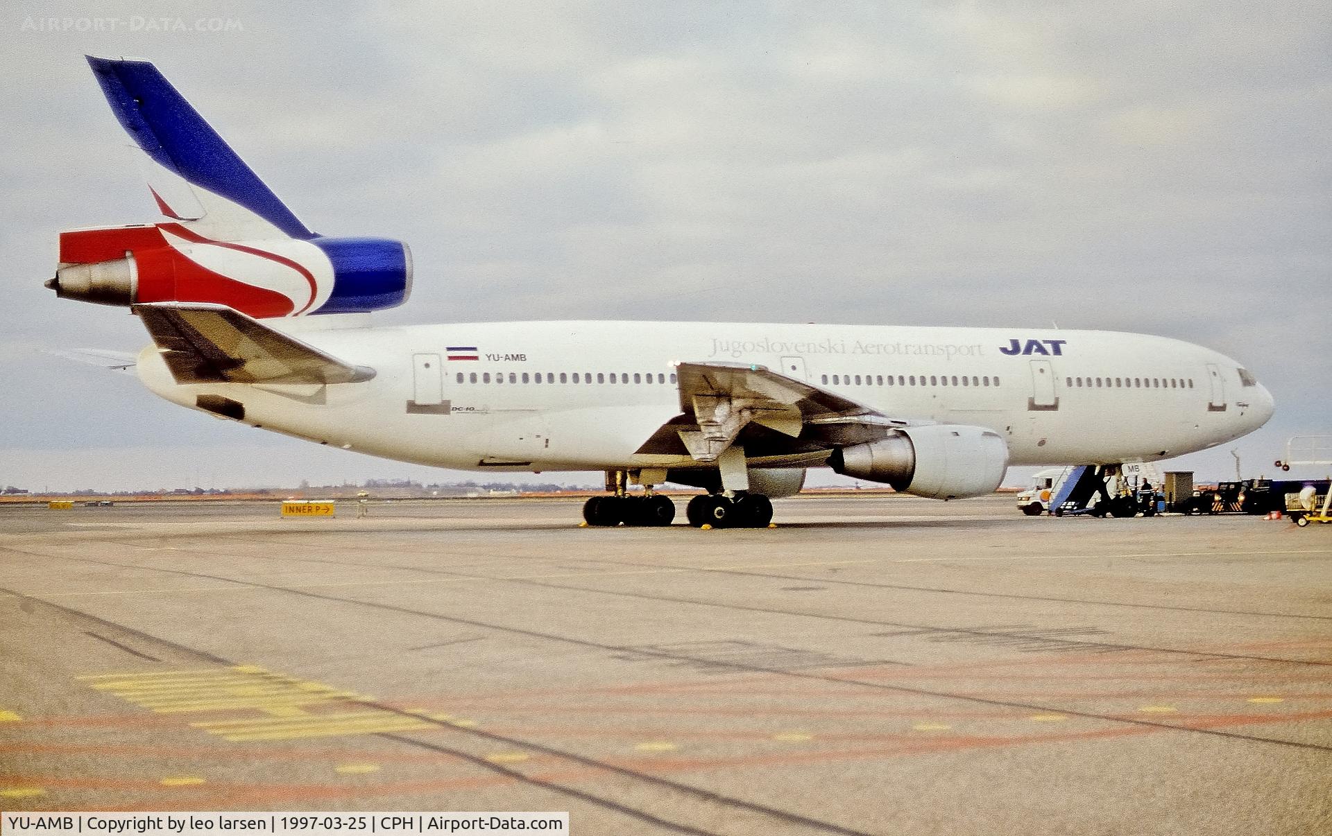YU-AMB, 1979 McDonnell Douglas DC-10-30 C/N 46988, Copenhagen 25.3.1997