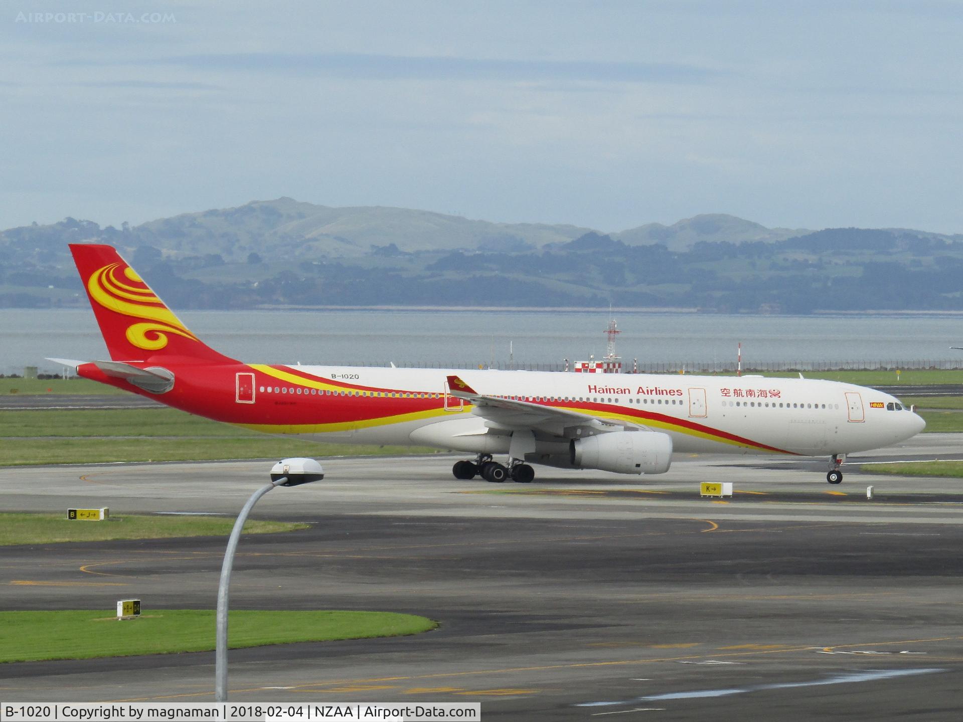 B-1020, 2017 Airbus A330-343 C/N 1837, taxying to stand at AKL