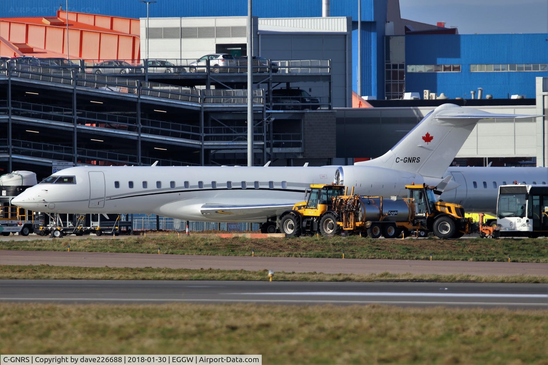 C-GNRS, 2007 Bombardier BD-700-1A10 Global Express XRS C/N 9246, Chartright Air Incorperated BD 700 on stand at London Luton