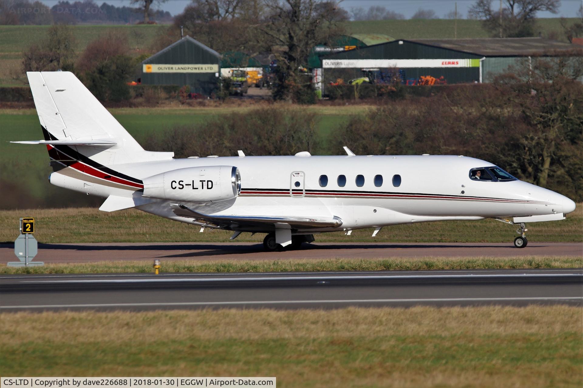 CS-LTD, 2017 Cessna 680A Citation Latitude C/N 680A-0097, CS LTD taxi out to 26 for departure from London Luton