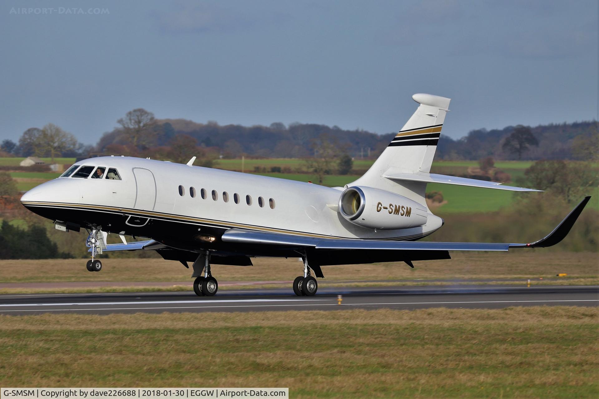 G-SMSM, 2016 Dassault Falcon 2000EX C/N 325, G SMSM of London Executive Aviation taking off on 26 at London Luton