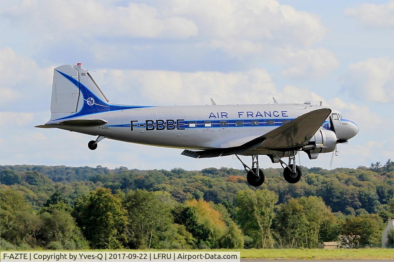 F-AZTE, 1943 Douglas C-47A-1-DL  Skytrain C/N 9172, Douglas C-47A Skytrain, On final rwy 23, Morlaix-Ploujean airport (LFRU-MXN) Air show 2017