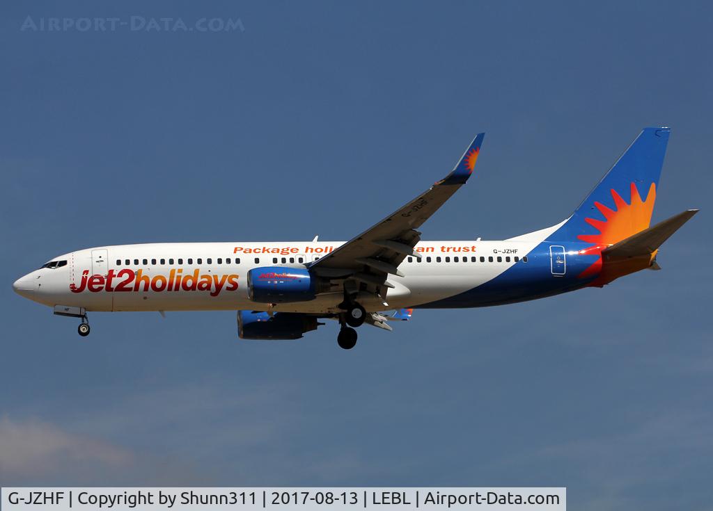 G-JZHF, 1999 Boeing 737-8K2 C/N 28378, Landing rwy 25R