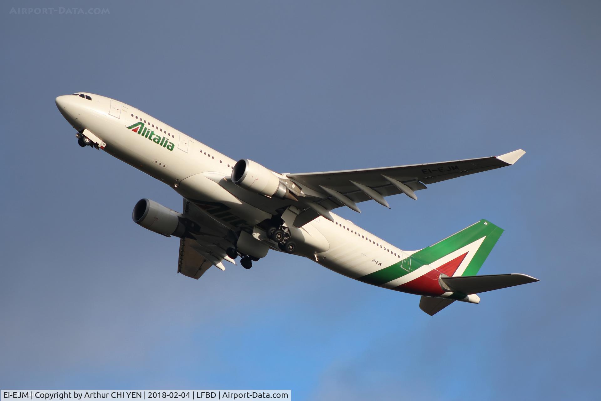 EI-EJM, 2012 Airbus A330-202 C/N 1308, Alitalia A330, special flight from Pointe-à-Pitre to Milan via Bordeaux.