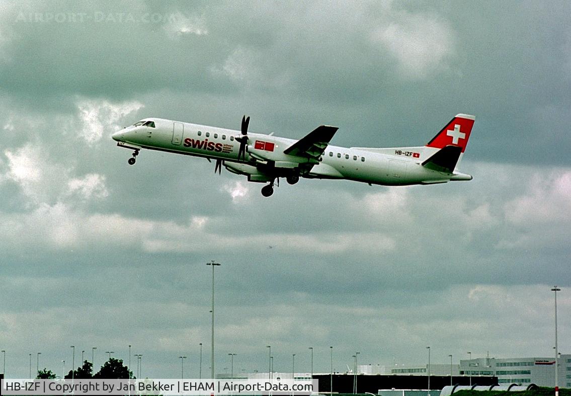 HB-IZF, 1994 Saab 2000 C/N 2000-009, Schiphol Amsterdam around 2002