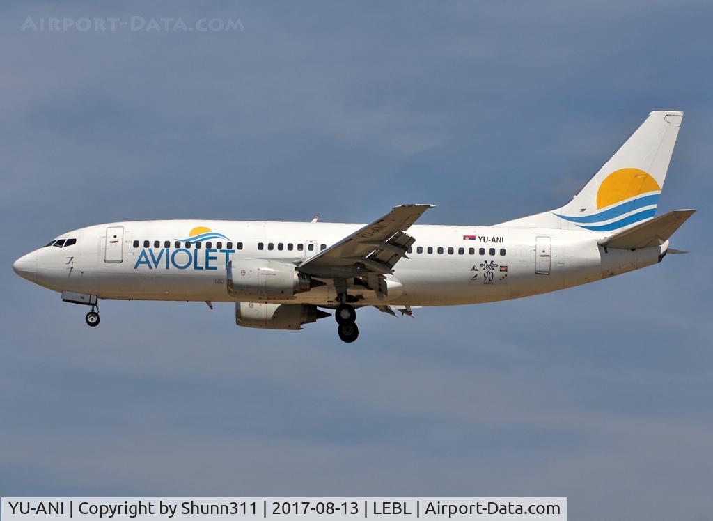 YU-ANI, 1985 Boeing 737-3H9 C/N 23416, Landing rwy 25R