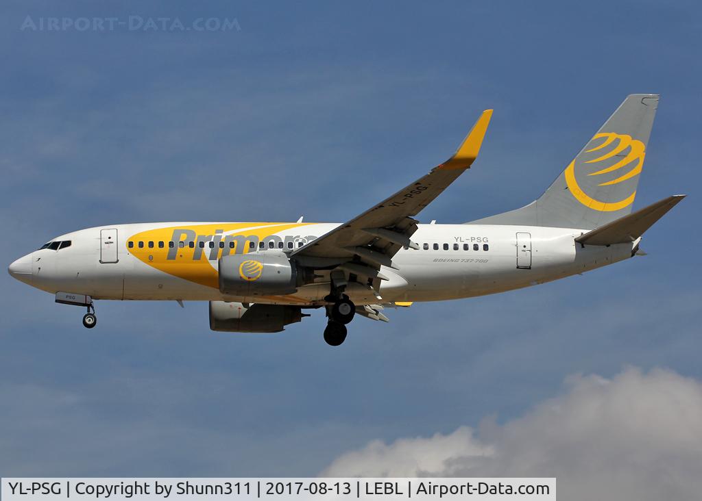 YL-PSG, 2001 Boeing 737-7BX C/N 30743, Landing rwy 25R