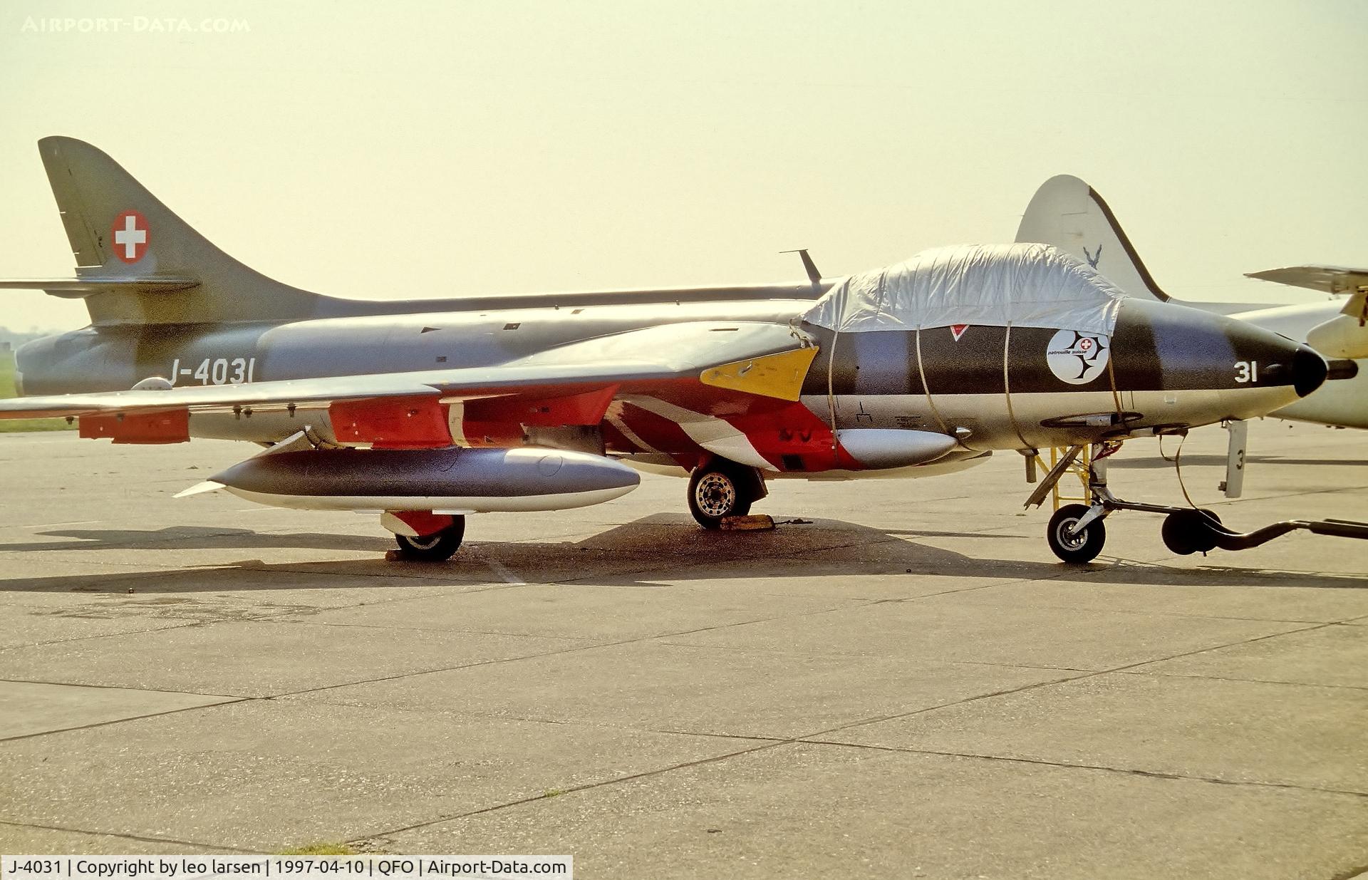 J-4031, Hawker Hunter F.58 C/N 41H-697398, Duxford Museum 10.4.1997