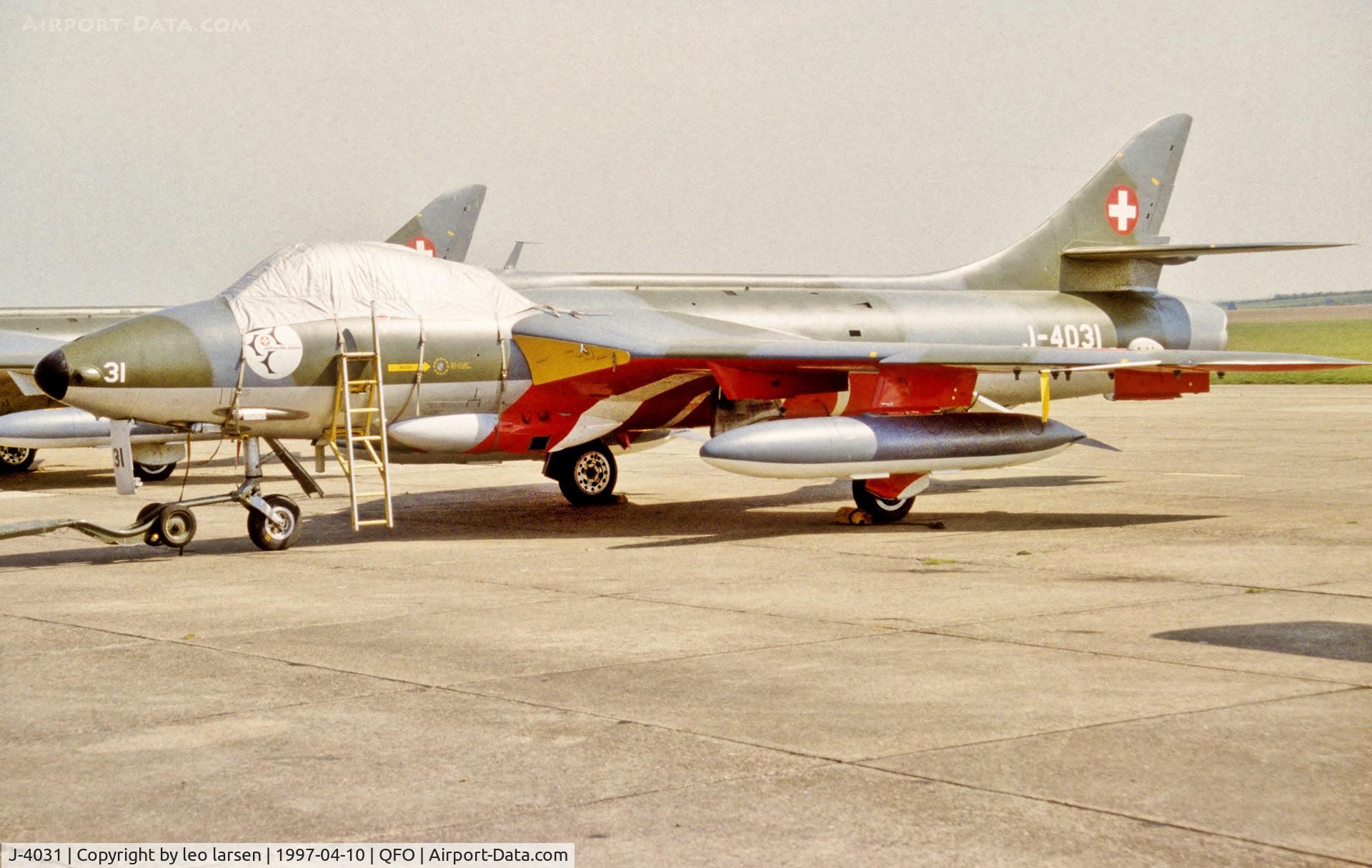 J-4031, Hawker Hunter F.58 C/N 41H-697398, Duxford Museum 10.4.1997