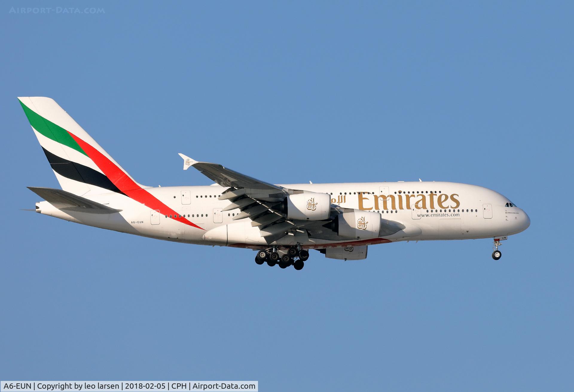 A6-EUN, 2016 Airbus A380-842 C/N 226, Copenhagen 5.2.2018