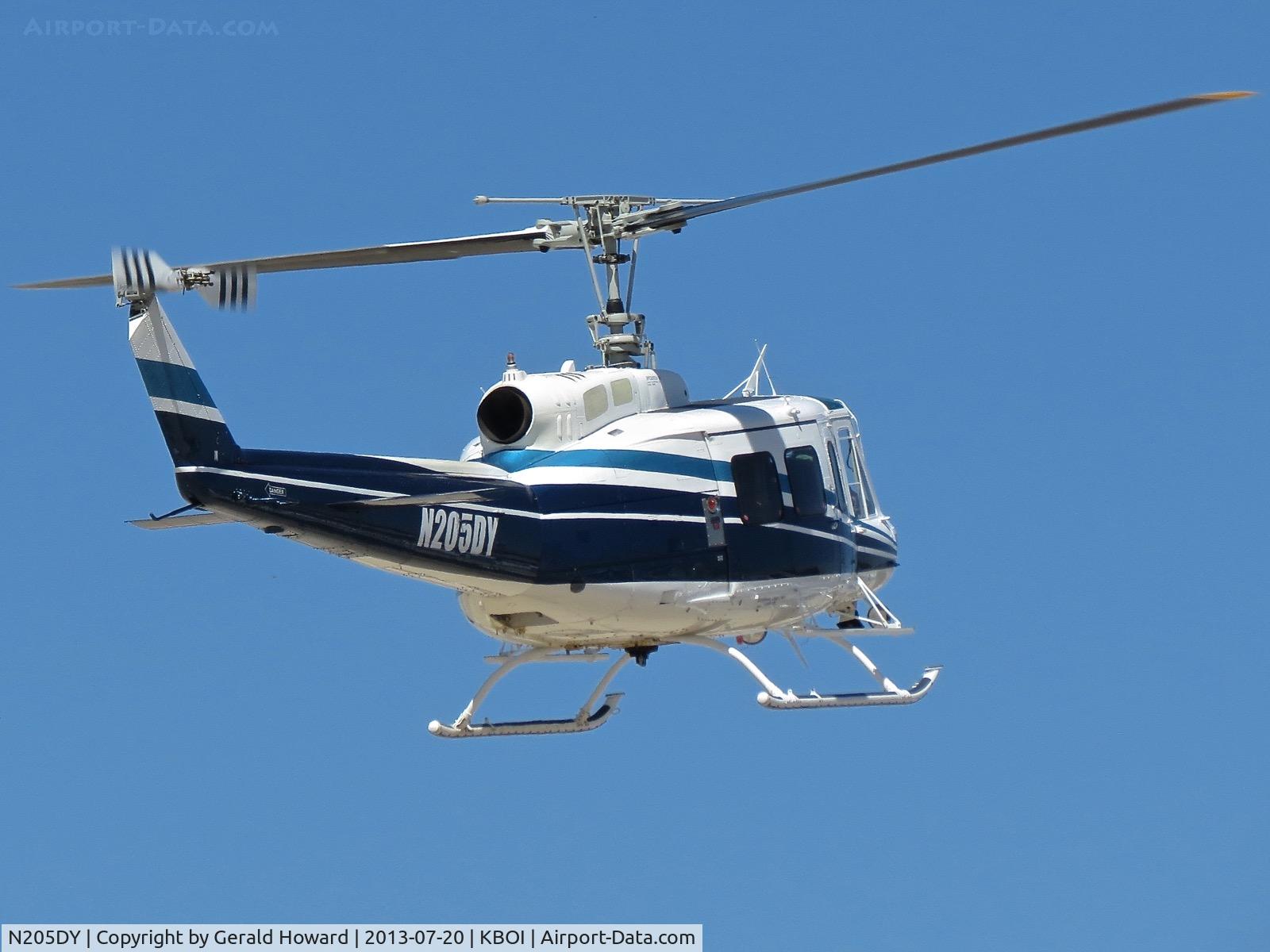 N205DY, 1978 Bell 205A-1 C/N 30282, Flying over BOI.