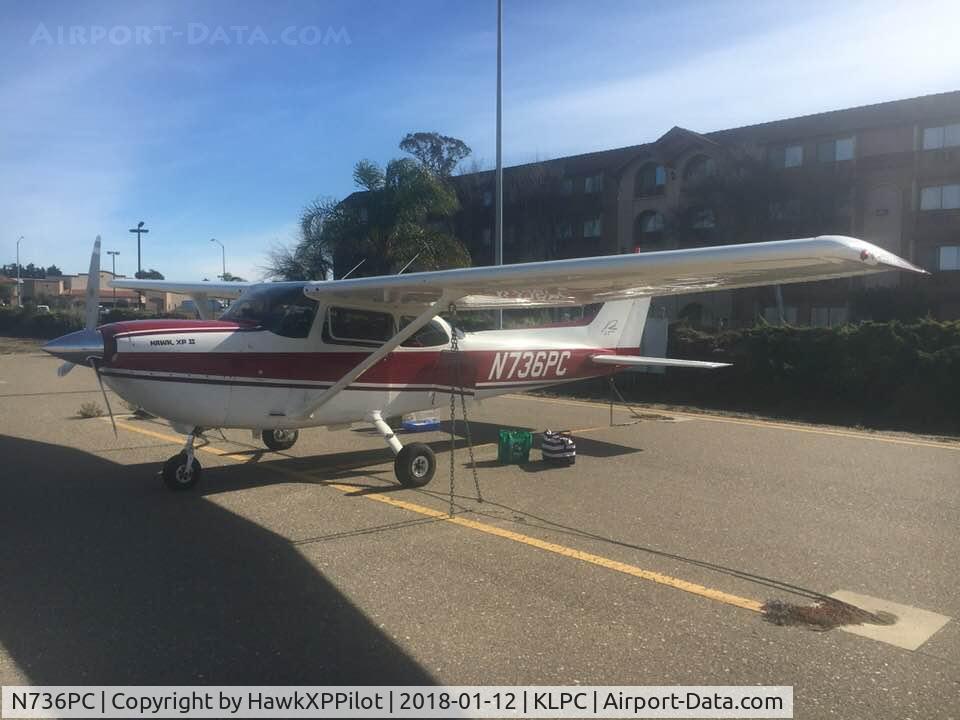 N736PC, 1977 Cessna R172K Hawk XP C/N R1722672, At Lompoc, California Airport, South Ramp by the Lompoc Valley Inn & Suites Hotel.