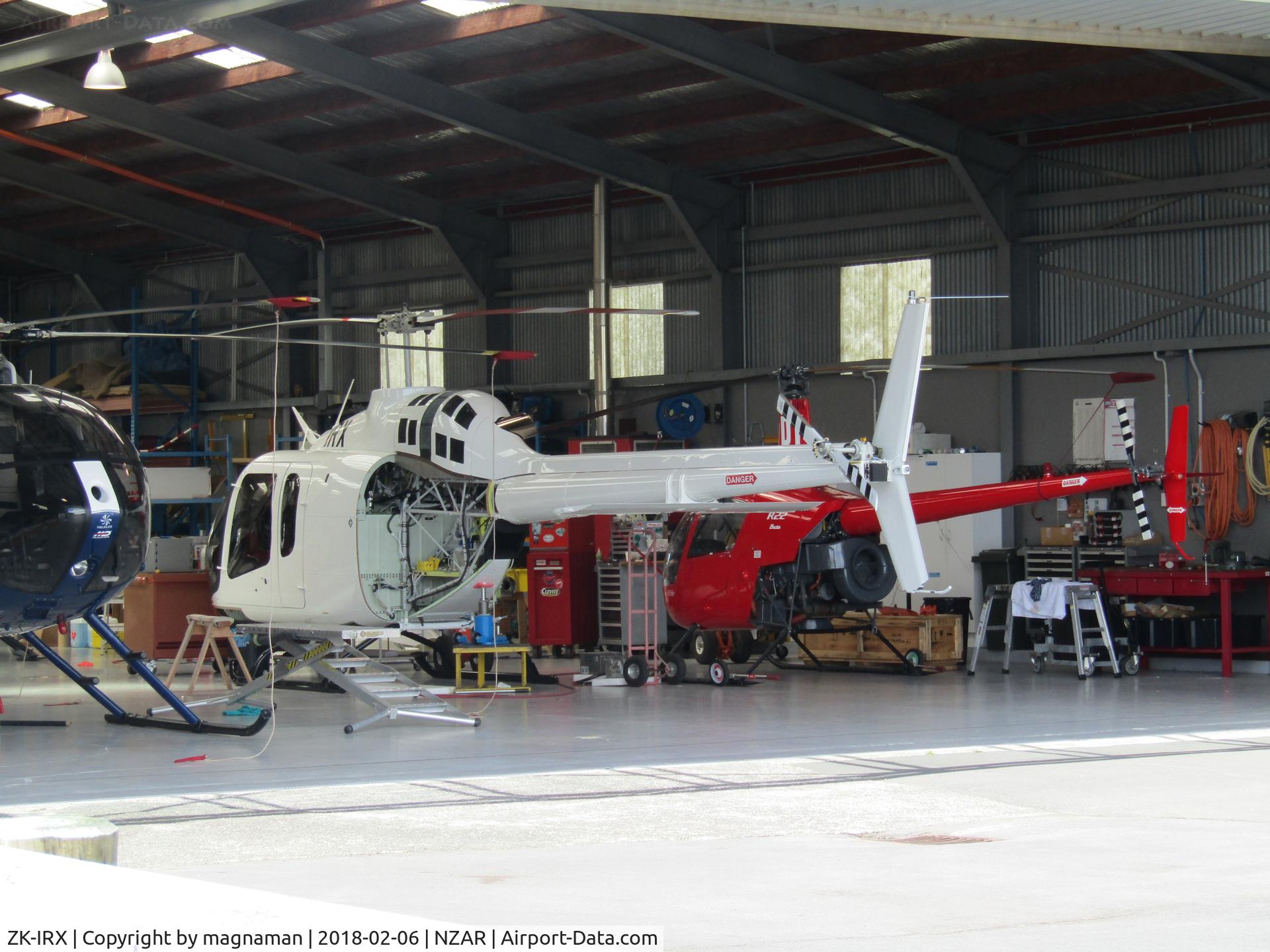 ZK-IRX, 2017 Bell 505 Jet Ranger X C/N 65040, in heliflite hangar - only Bell 505 in NZ I believe