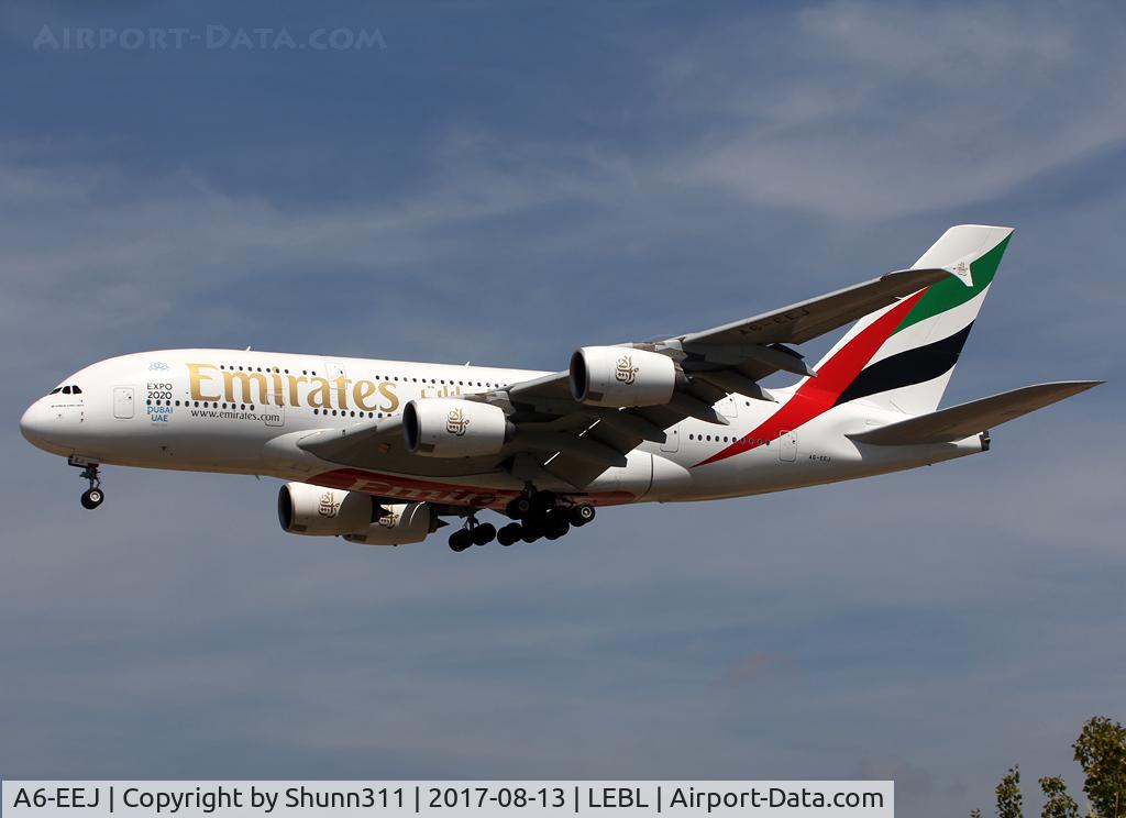 A6-EEJ, 2013 Airbus A380-861 C/N 127, Landing rwy 25R