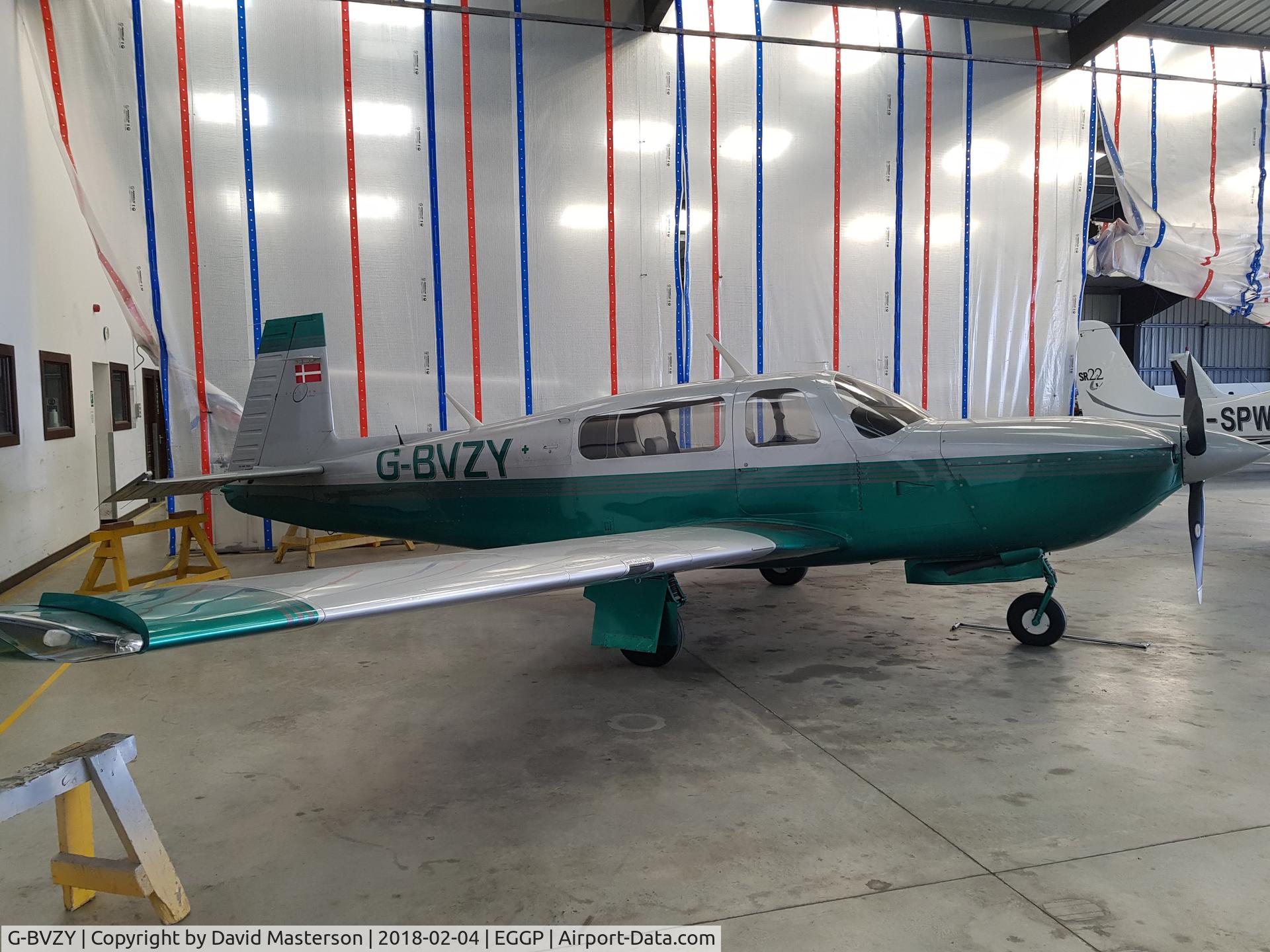 G-BVZY, 1995 Mooney M20R Ovation C/N 29-0045, In hangar at Liverpool John Lennon airport