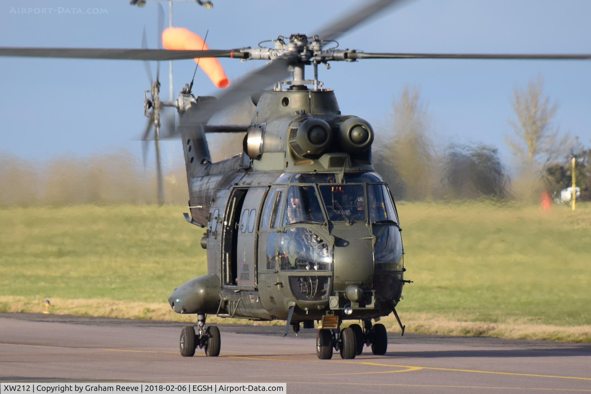 XW212, Westland Puma HC.2 C/N 1111, Just landed at Norwich.
