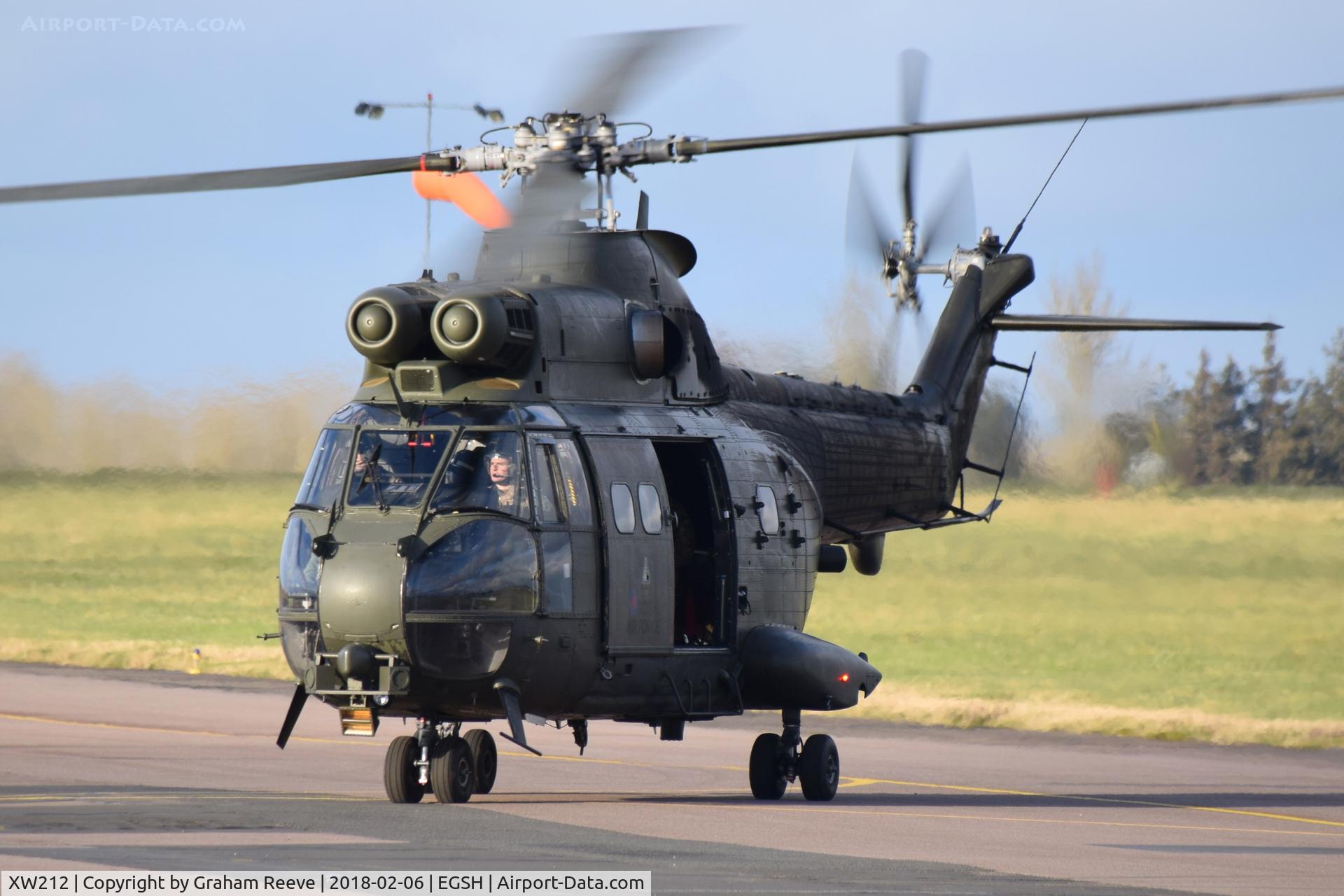 XW212, Westland Puma HC.2 C/N 1111, Just landed at Norwich.