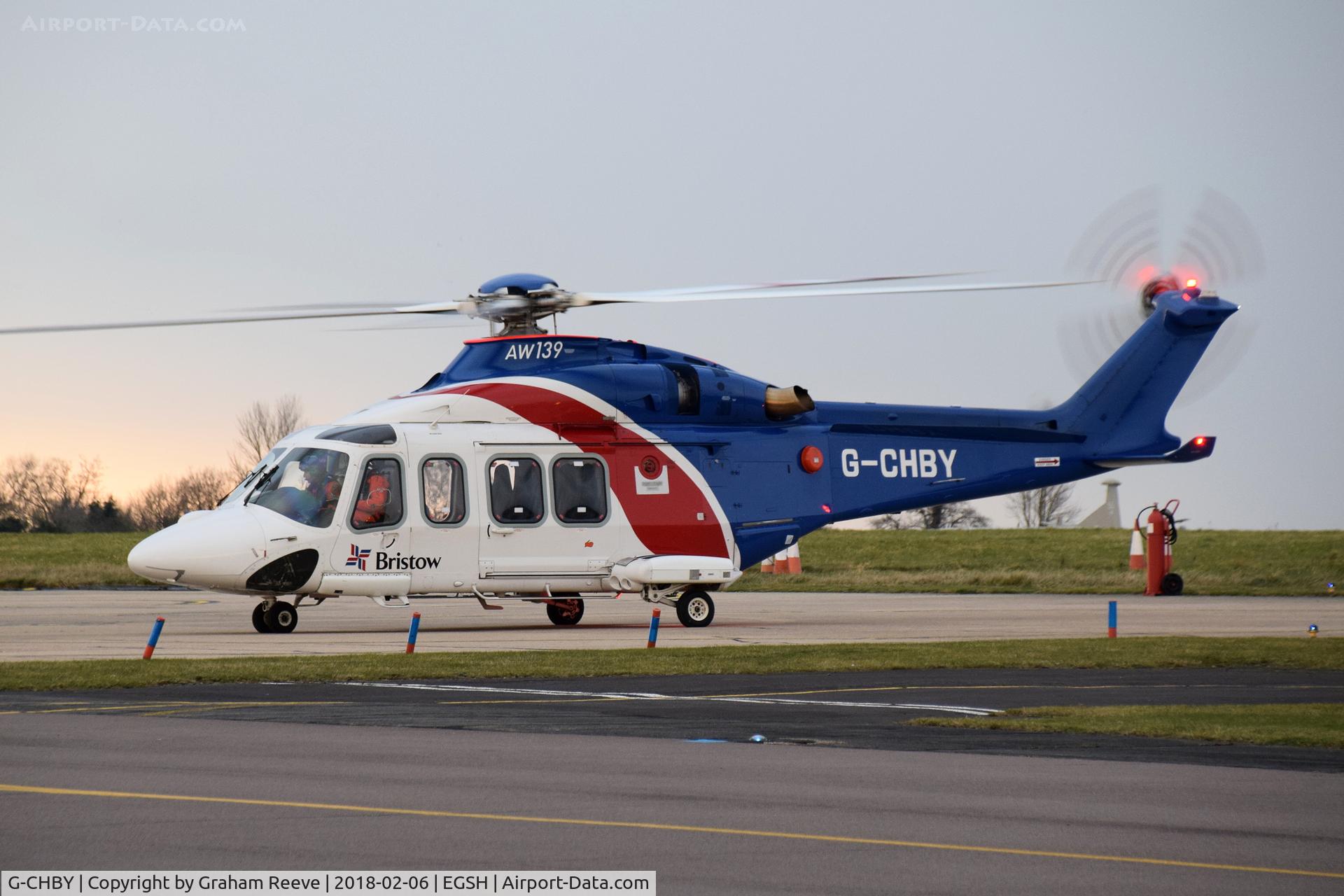 G-CHBY, 2010 AgustaWestland AW-139 C/N 31310, Just landed at Norwich.