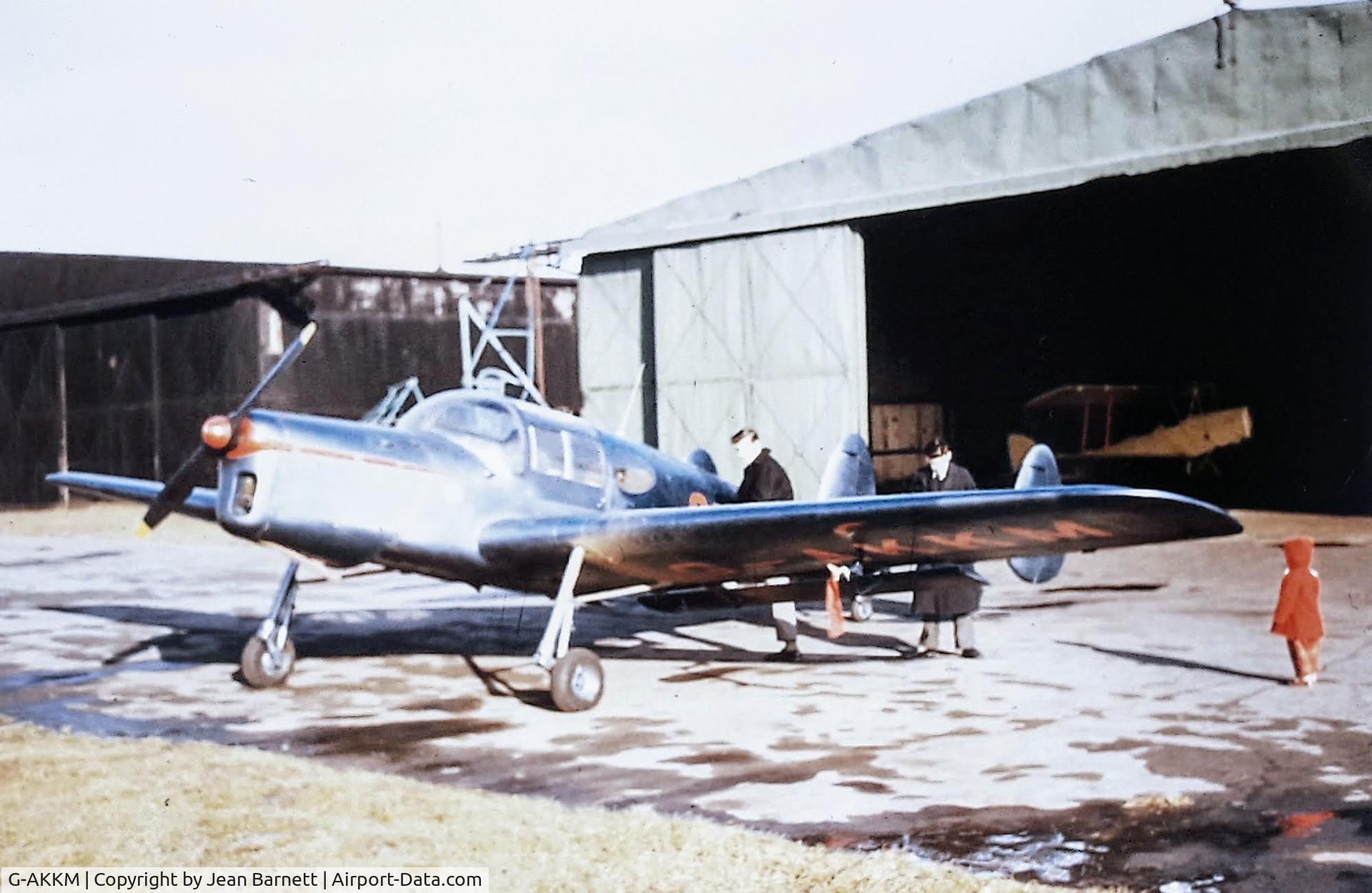 G-AKKM, 1949 Miles M38 Messenger 2A C/N 6714, Aircraft based at Pendeford aerodrome near Wolverhampton.  Written off on 5th February 1958 whilst the pilot was practicing a cross wind landing in preparation for a flight to Kenya.