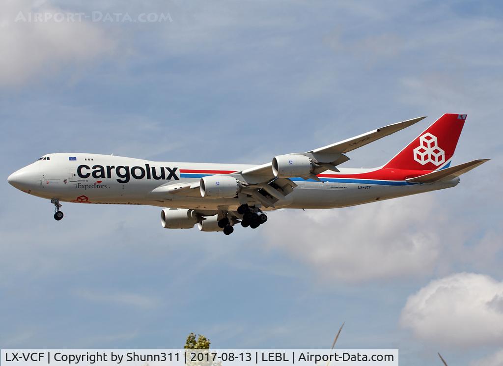 LX-VCF, 2012 Boeing 747-8R7F C/N 35811, Landing rwy 25R with additional 'powerd by Expeditors' titles