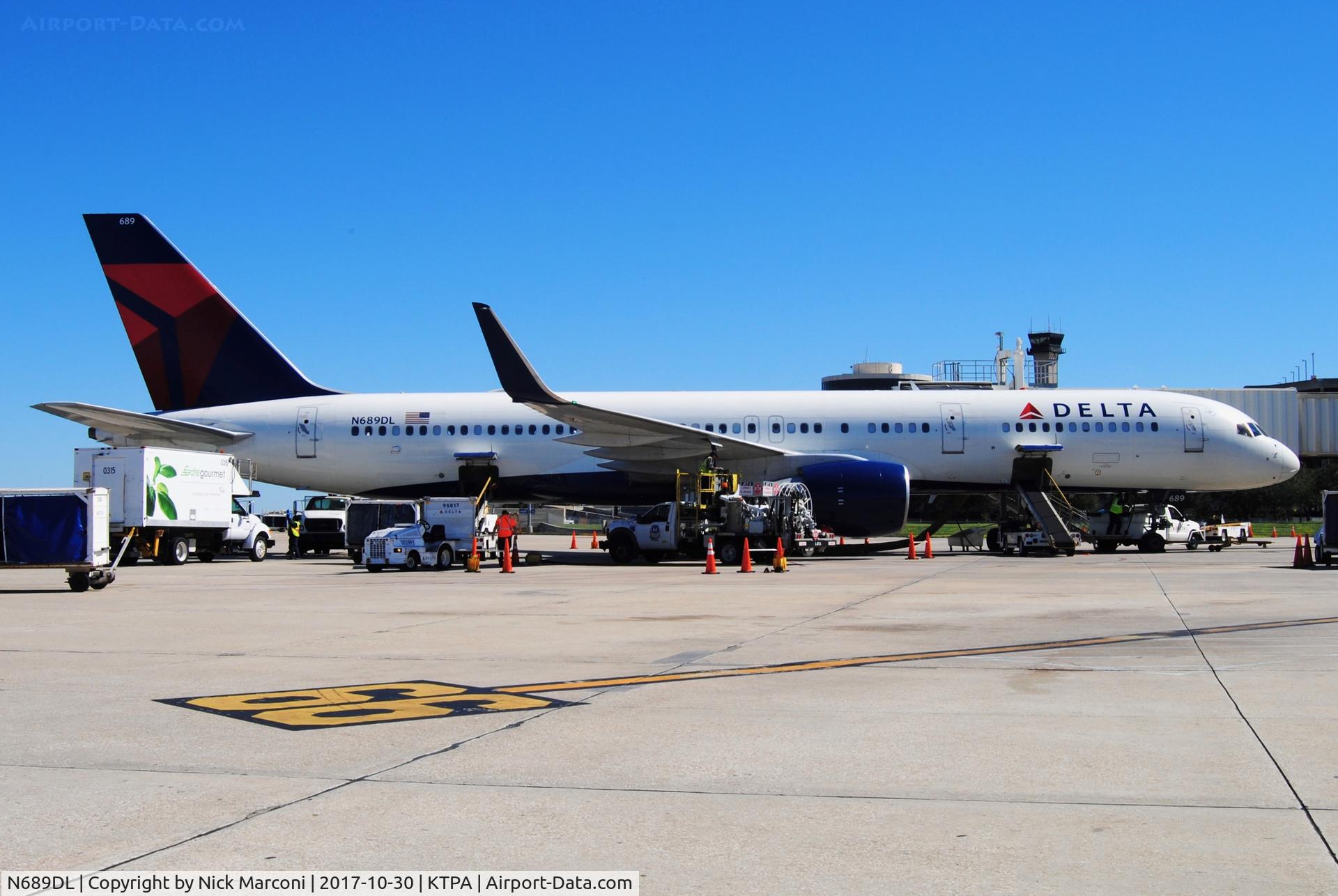 N689DL, 1998 Boeing 757-232 C/N 27172, Tail 689 resting at a cold TPA during late October 30