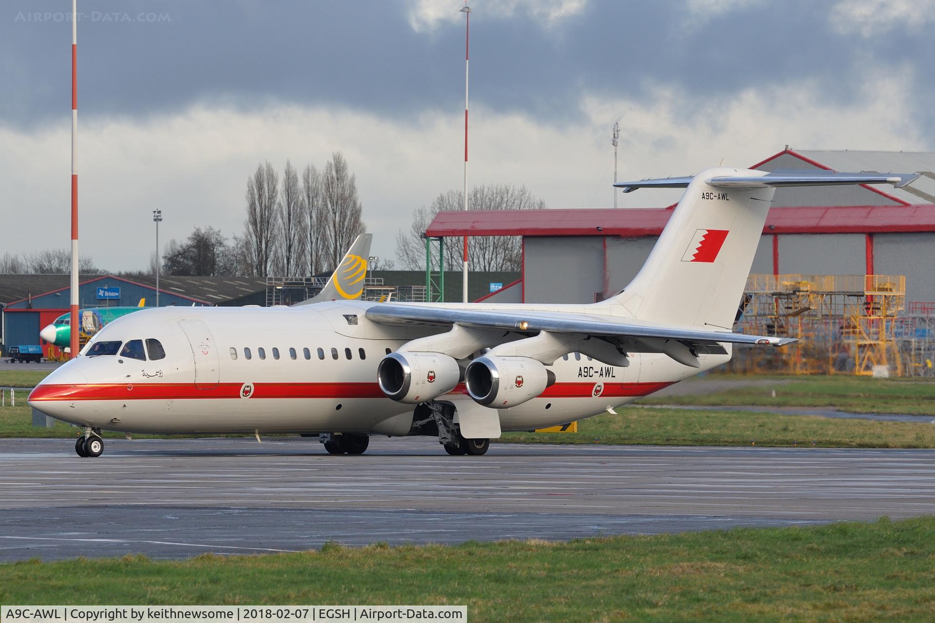 A9C-AWL, 2001 British Aerospace Avro 146-RJ100 C/N E3386, Leaving for air test.