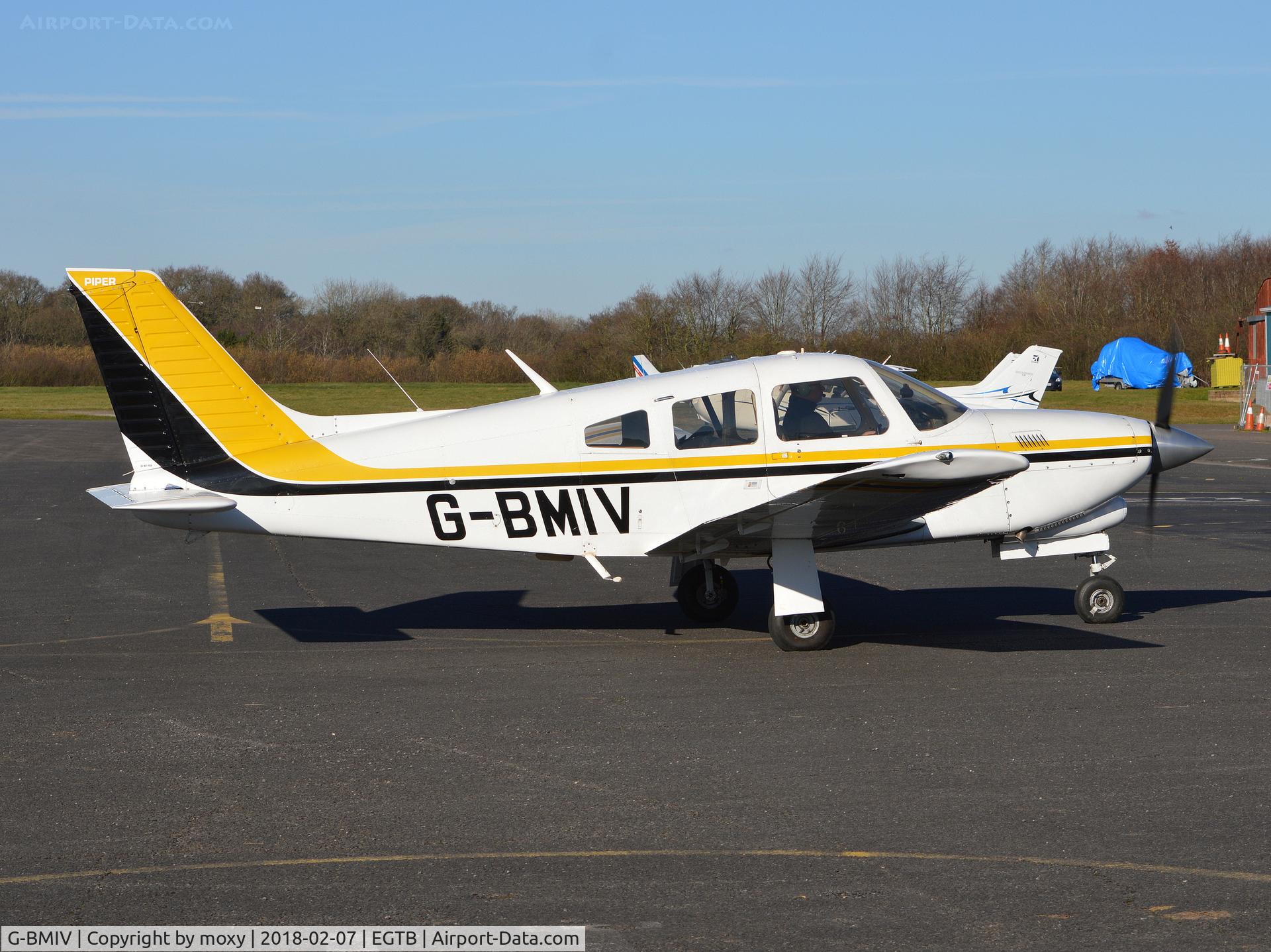 G-BMIV, 1977 Piper PA-28R-201T Cherokee Arrow III C/N 28R-7703154, Piper PA-28R-201T Turbo Cherokee Arrow III at Wycombe Air Park. Ex ZS-JZW