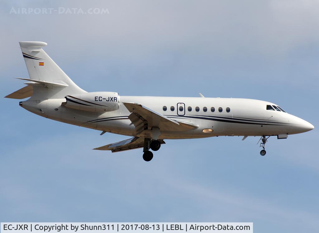 EC-JXR, 1997 Dassault Falcon 2000 C/N 55, Landing rwy 25R in new c/s