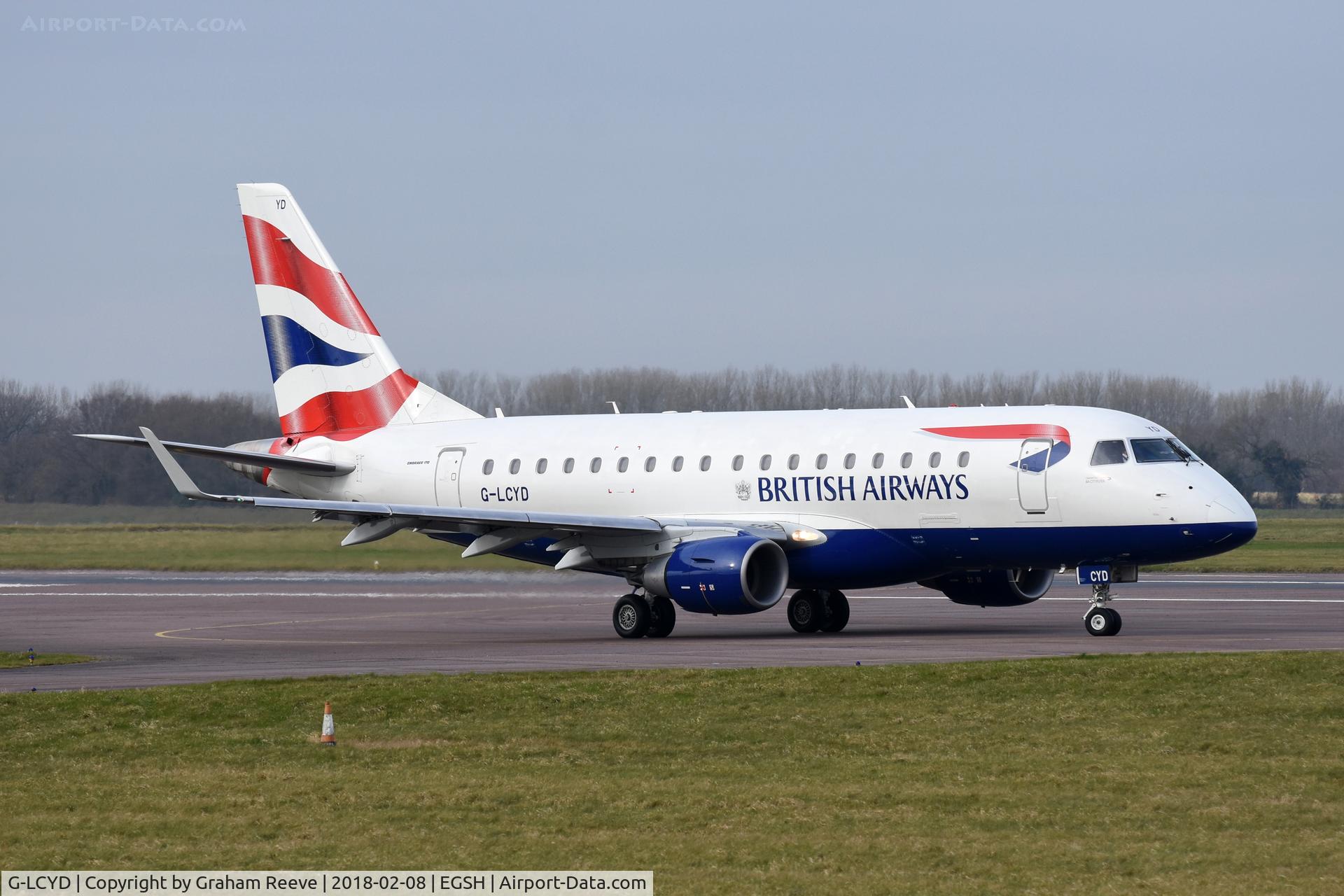 G-LCYD, 2009 Embraer 170STD (ERJ-170-100STD) C/N 17000294, About to depart from Norwich.