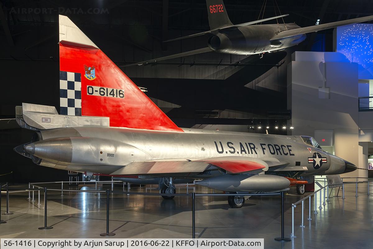 56-1416, 1956 Convair F-102A Delta Dagger C/N 8-10-363, On display at the National Museum of the U.S. Air Force.  The F-102 was the USAF's first operational delta-wing aircraft, equipping more than 25 Air Defense Command squadrons.  This Delta Dagger served with 57th Fighter Interceptor Squadron in Iceland.