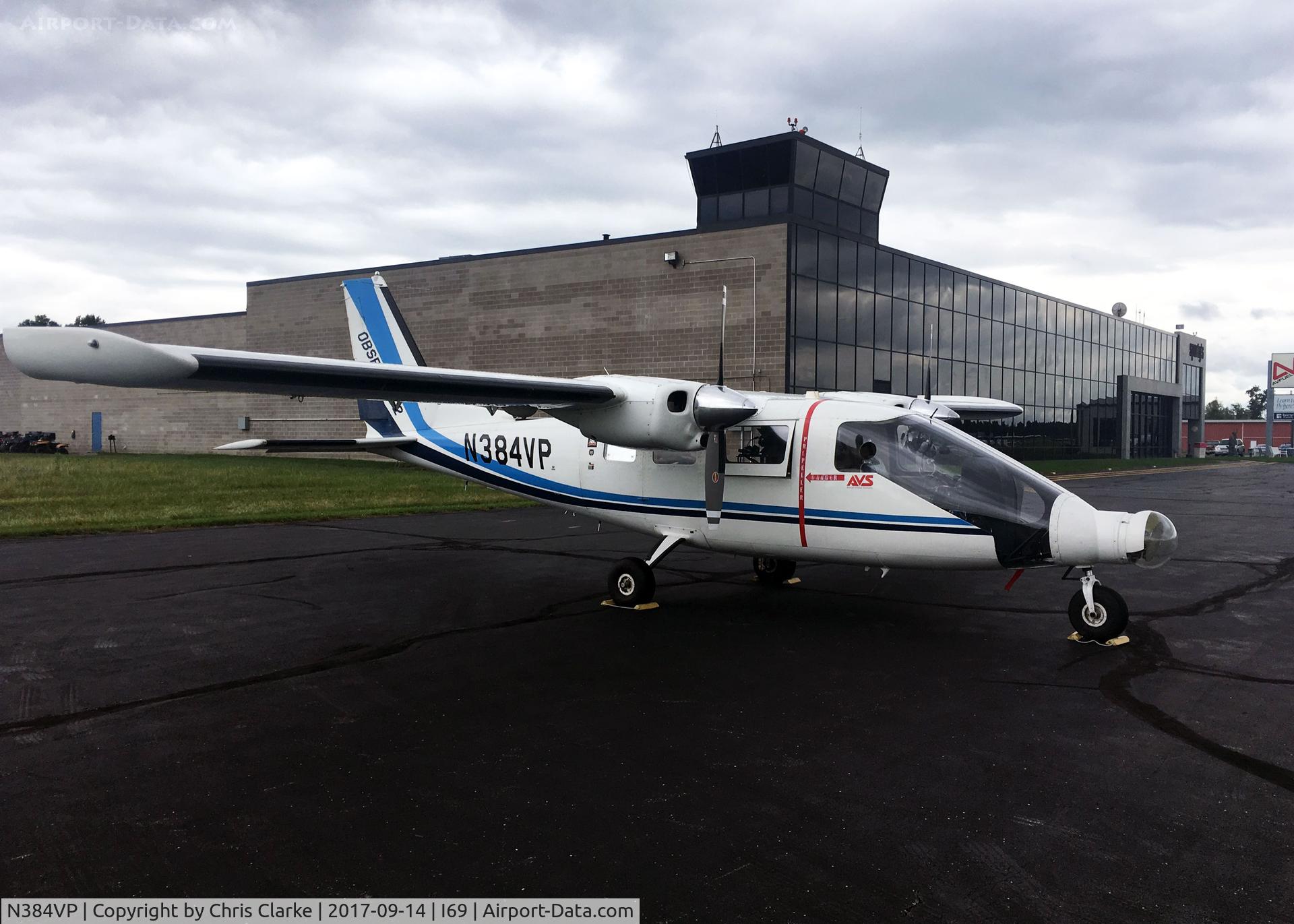 N384VP, Partenavia P-68 Observer 2 C/N 384-01-OB2, Fuel stop before filming Monday Night Football.