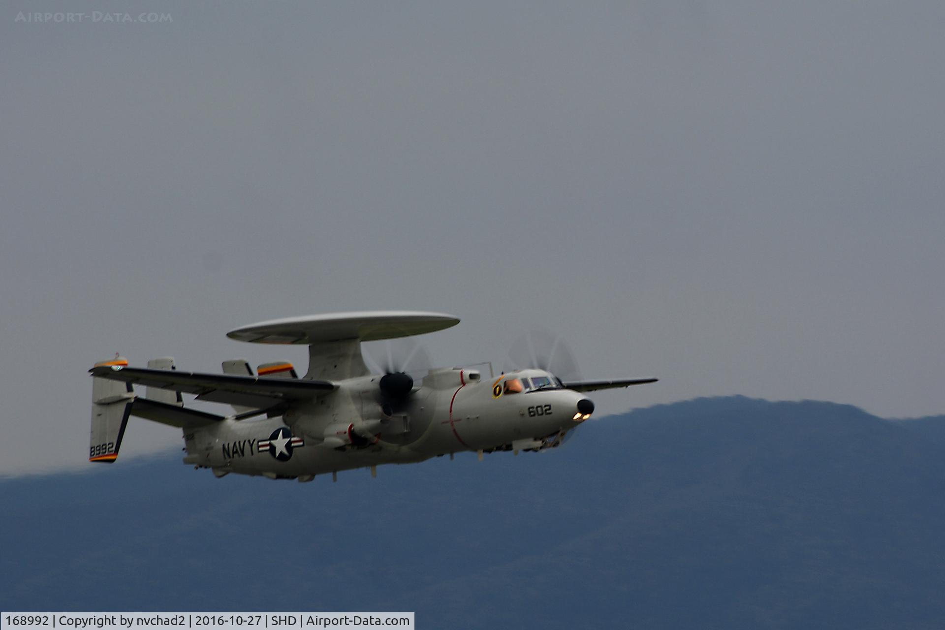 168992, Northrop Grumman E-2D Advanced Hawkeye C/N AA24, E-2D Hawkeye performing touch-and-go landings at SHD airport in Weyers Cave, VA