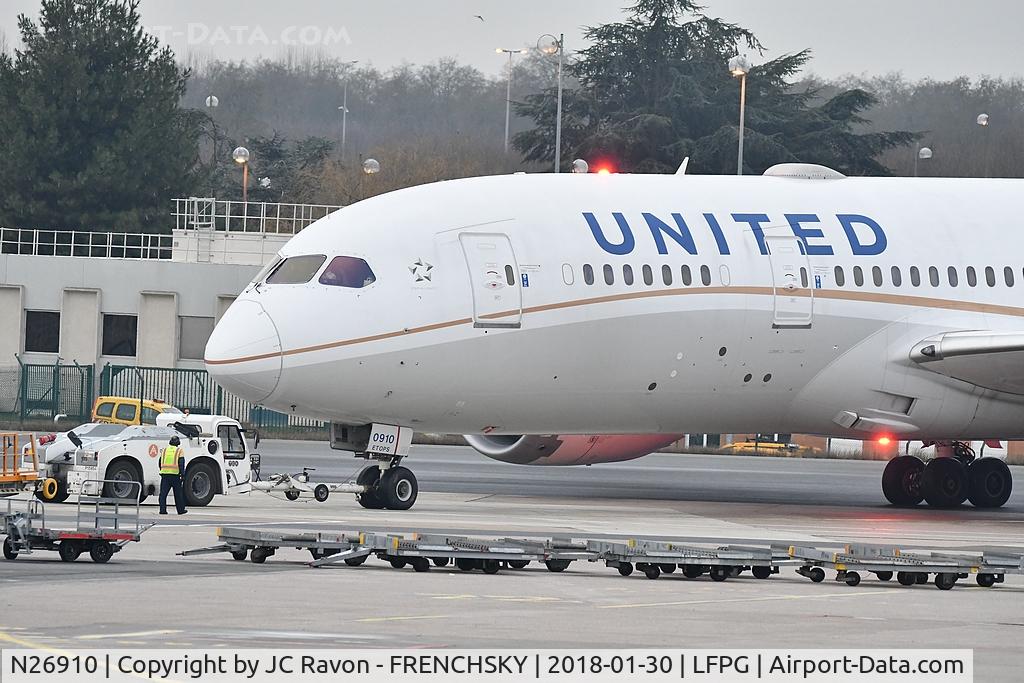 N26910, 2014 Boeing 787-8 Dreamliner C/N 34826, departure at CDG T1