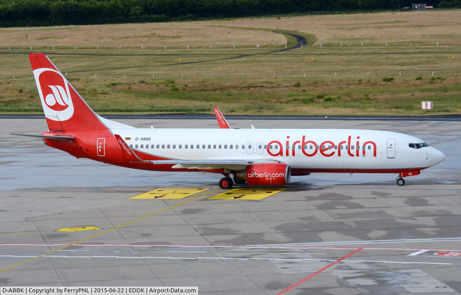 D-ABBK, 2003 Boeing 737-8BK C/N 33013, Air Berlin about to depart CGN.