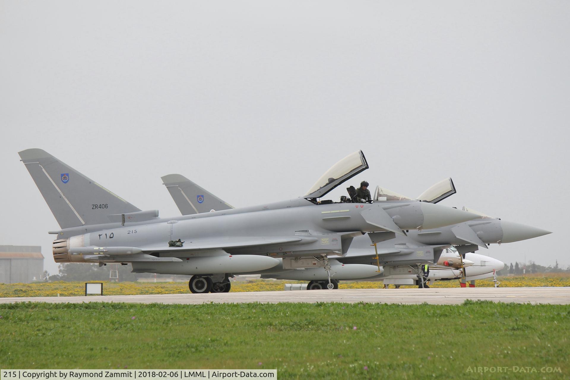 215, 2018 Eurofighter EF-2000 Typhoon C/N NS006, Eurofighters Typhoon EF2000s 215/216 of the Royal Omani Air Force seen here before departing during their transit on delivery to Oman!!