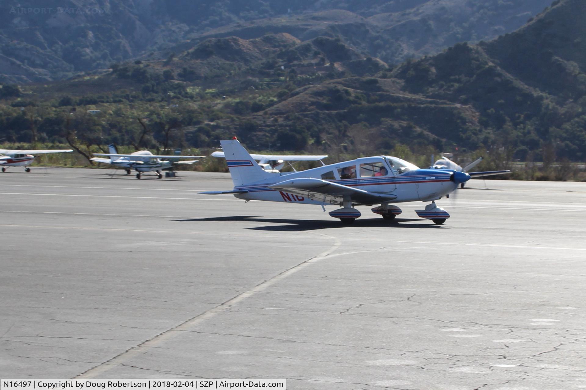 N16497, 1973 Piper PA-28-235 Cherokee Charger C/N 28-7310101, 1973 Piper PA-28-235 CHARGER, Lycoming O-540-D4B5 235 Hp, taxi to Rwy 04, Young Eagles flight