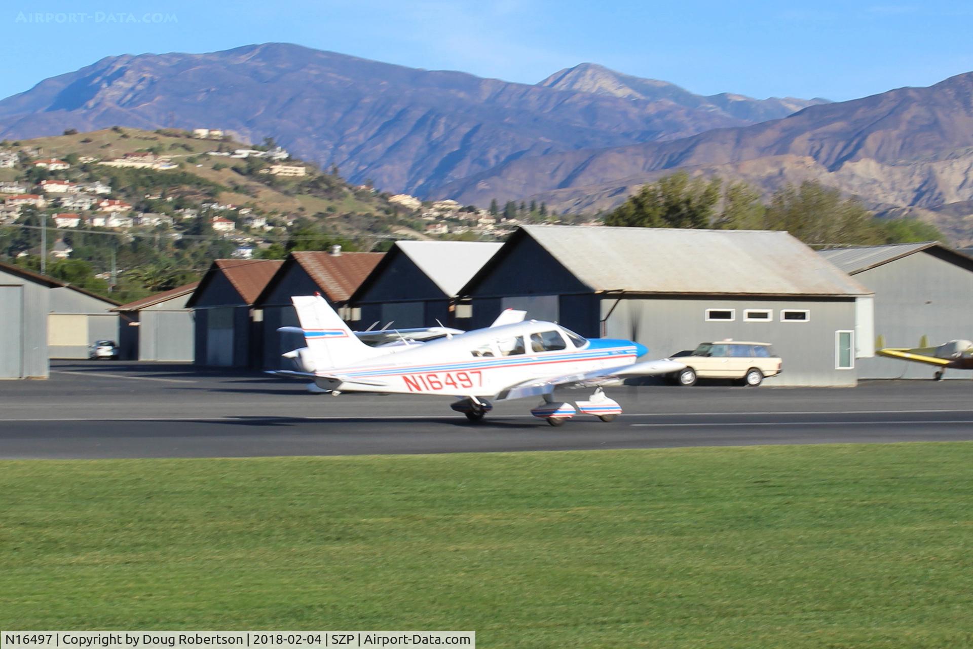N16497, 1973 Piper PA-28-235 Cherokee Charger C/N 28-7310101, 1973 Piper PA-28-235 CHARGER, Lycoming O-540-D4B5 235 Hp, arrival landing roll Rwy 04-will give Young Eagles flights today