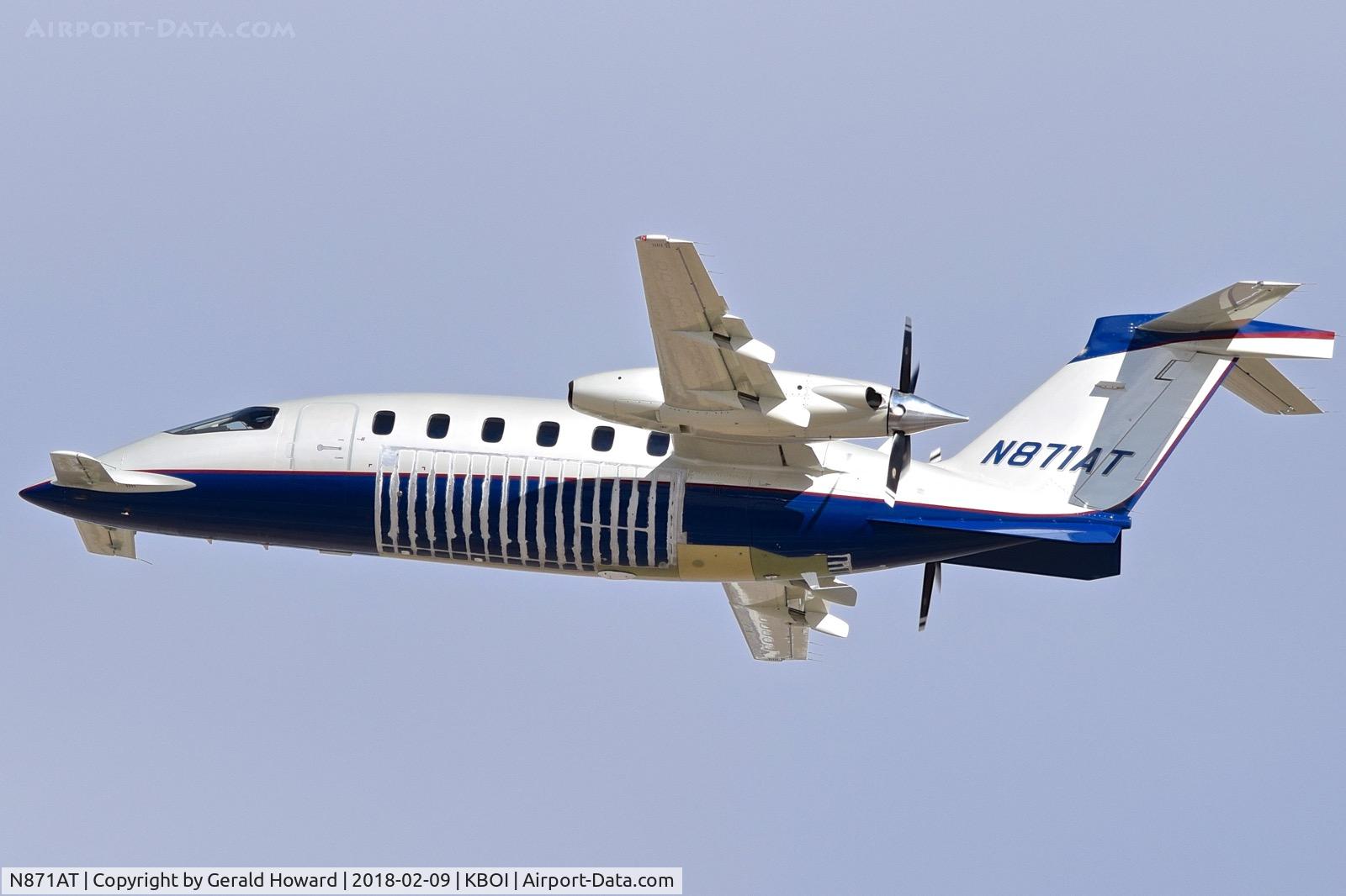 N871AT, 2009 Piaggio P-180 Avanti II C/N 1200, Departing RWY 28L. Looks like some recent repair work.