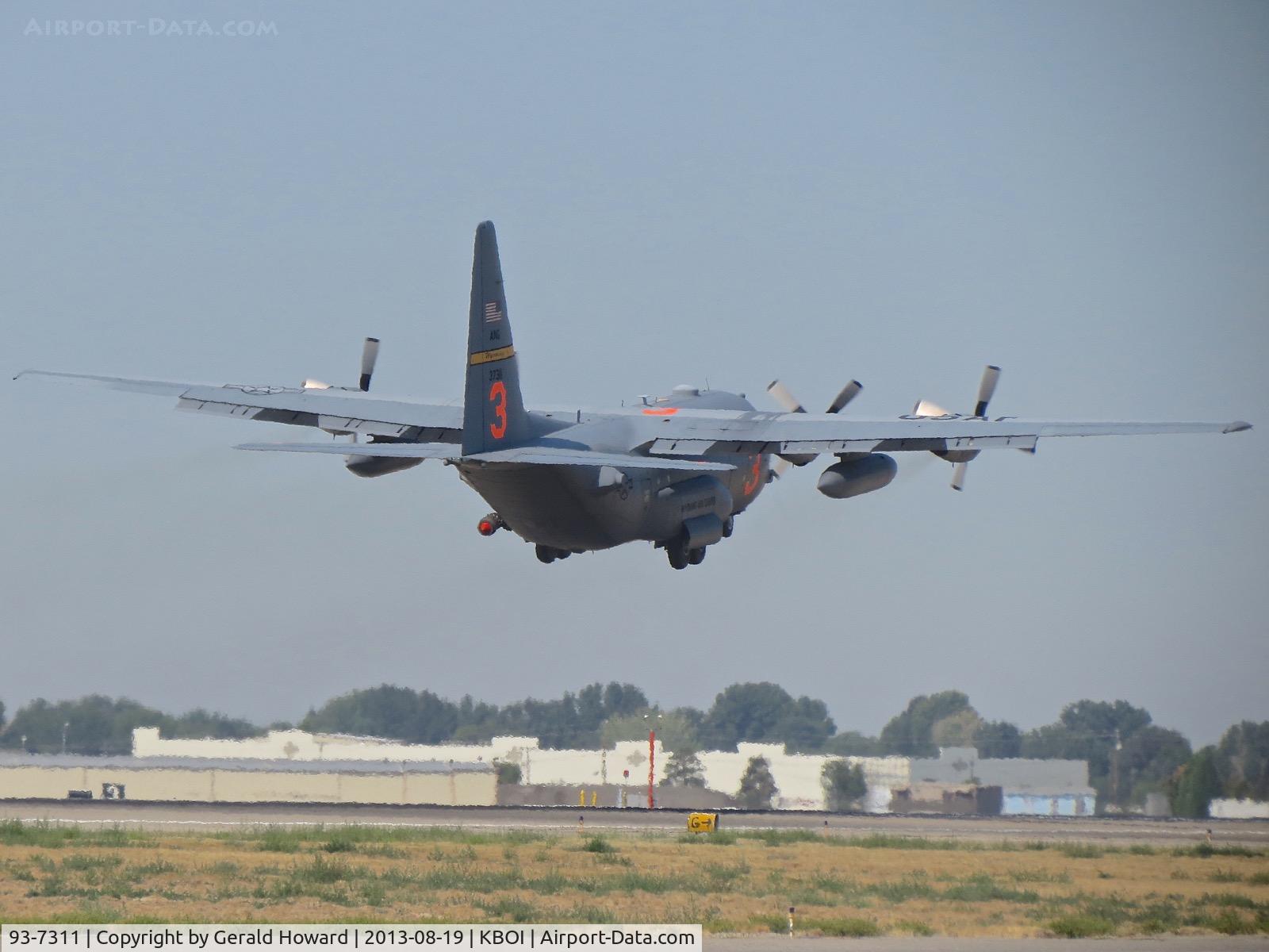 93-7311, 1994 Lockheed C-130H Hercules C/N 382-5374, Departing RWY 28R. MAFFS  nozzle can be seen on the lower port side.  302nd Air Wing – AFRC  Peterson AFB, CO.