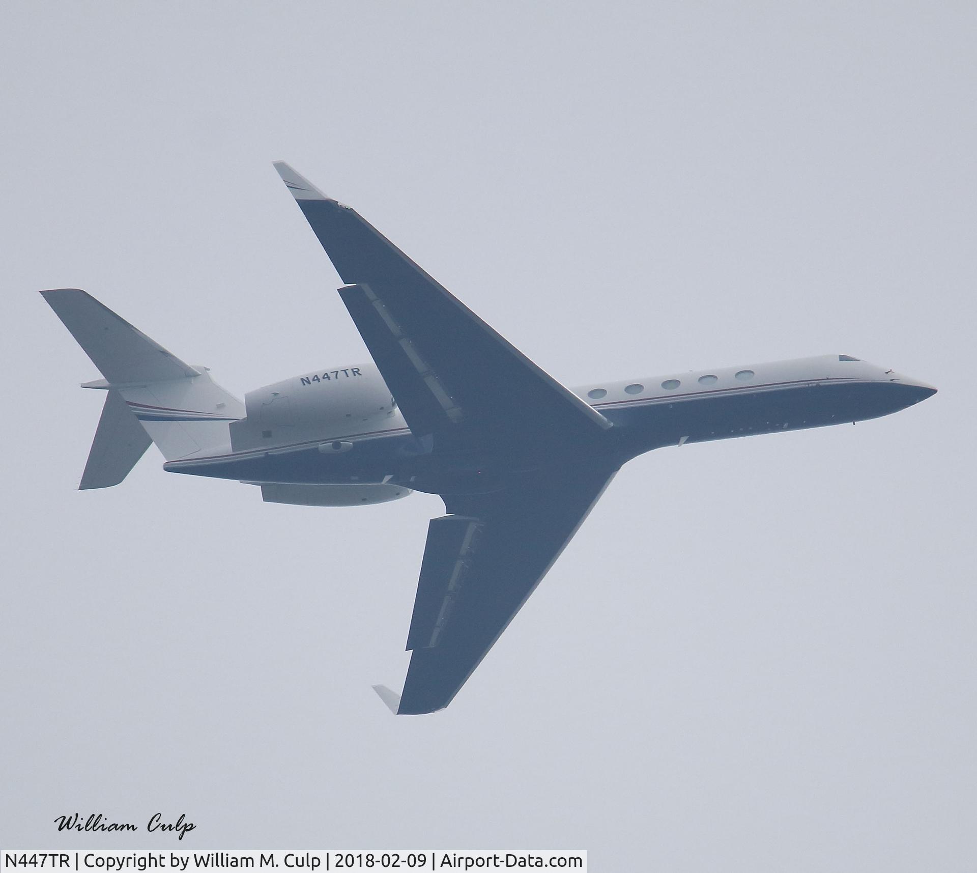 N447TR, 2013 Gulfstream Aerospace GV-SP (G550) C/N 5438, Was seen flying over Peace Valley Park, New Britain Pa.