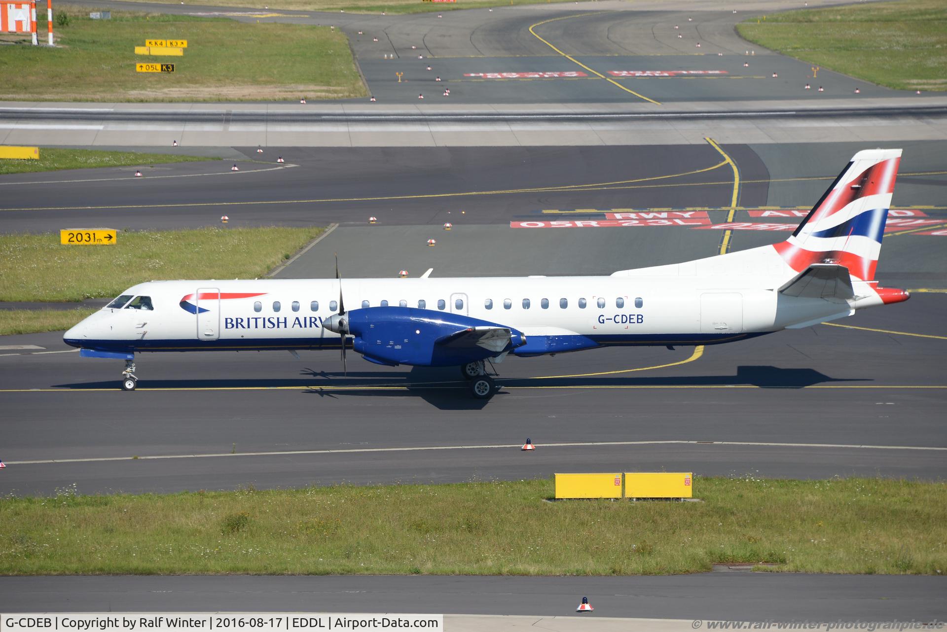 G-CDEB, 1996 Saab 2000 C/N 2000-036, Saab Scania - T3 EZE - Eastern Airways - 2000-036 - G-CDEB - 17.08.2016 - DUS