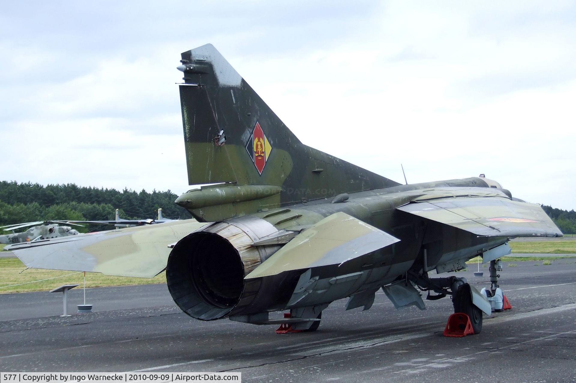 577, Mikoyan-Gurevich MiG-23MF C/N 0390213299, Mikoyan i Gurevich MiG-23MF FLOGGER-B at the Luftwaffenmuseum, Berlin-Gatow