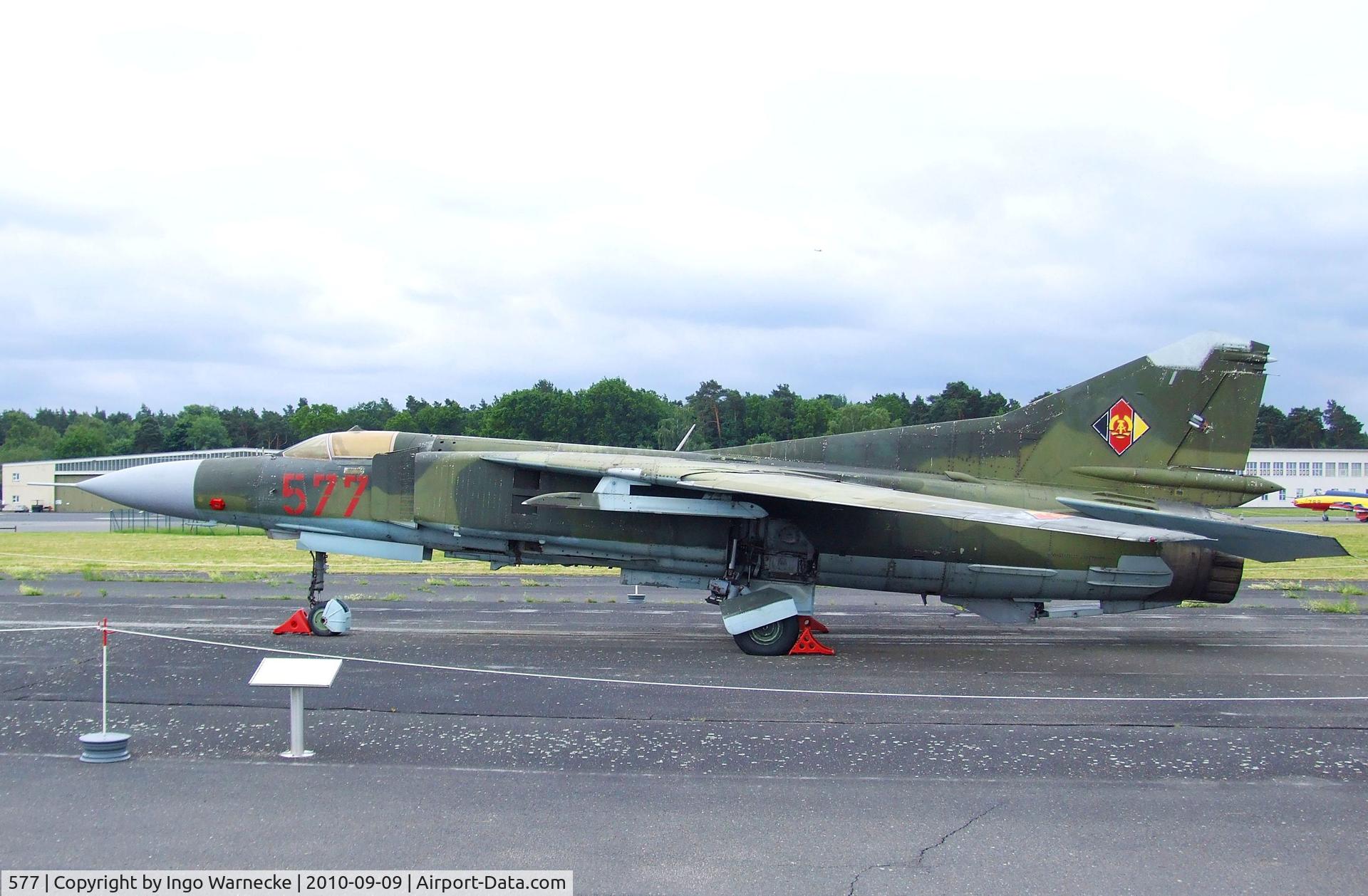 577, Mikoyan-Gurevich MiG-23MF C/N 0390213299, Mikoyan i Gurevich MiG-23MF FLOGGER-B at the Luftwaffenmuseum, Berlin-Gatow