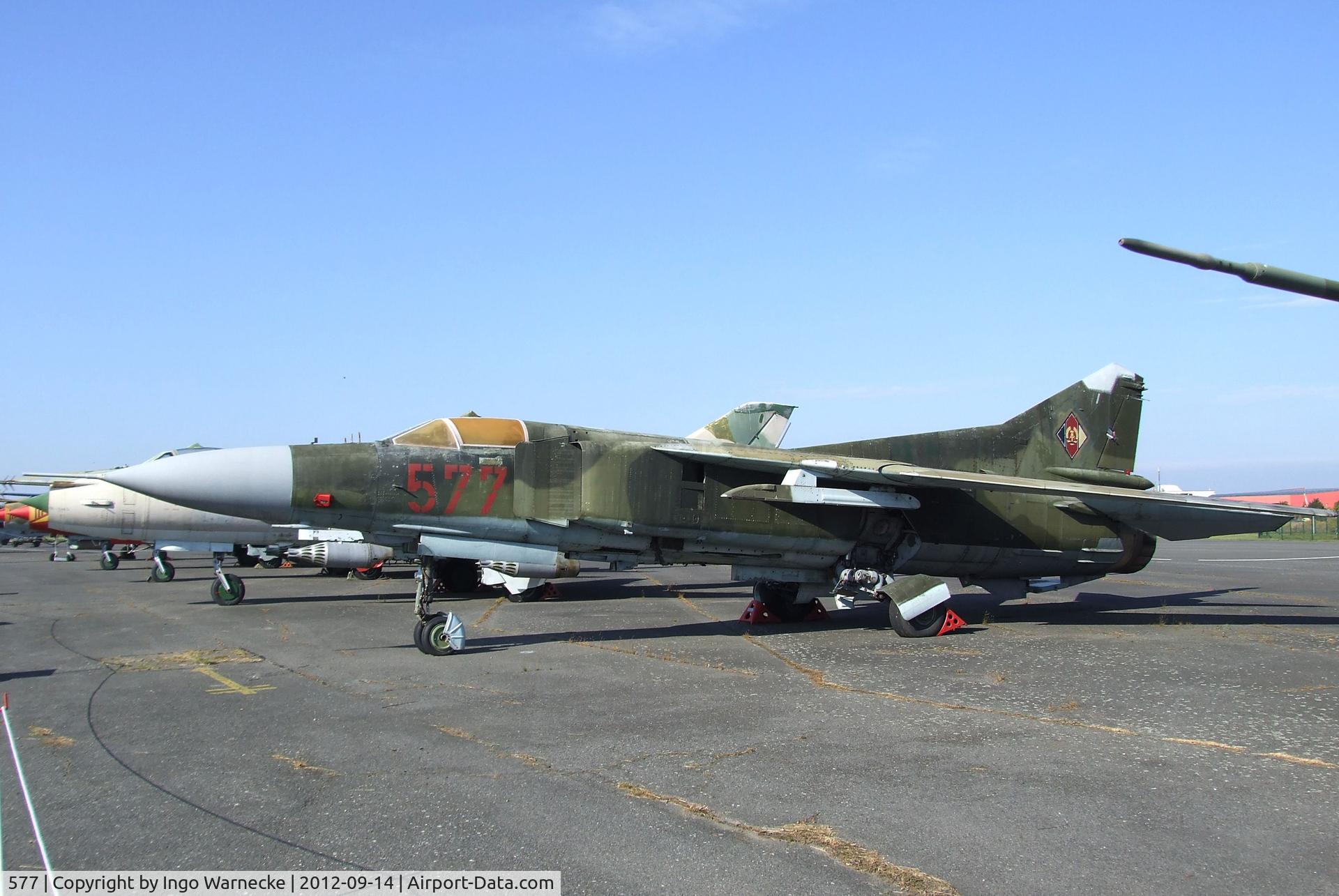 577, Mikoyan-Gurevich MiG-23MF C/N 0390213299, Mikoyan i Gurevich MiG-23MF FLOGGER-B at the Luftwaffenmuseum, Berlin-Gatow