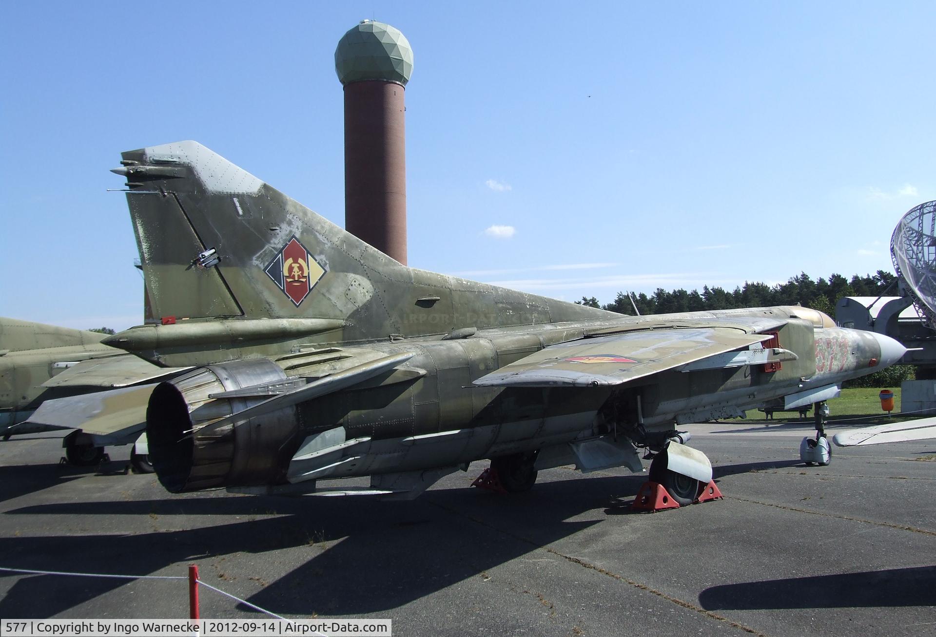 577, Mikoyan-Gurevich MiG-23MF C/N 0390213299, Mikoyan i Gurevich MiG-23MF FLOGGER-B at the Luftwaffenmuseum, Berlin-Gatow
